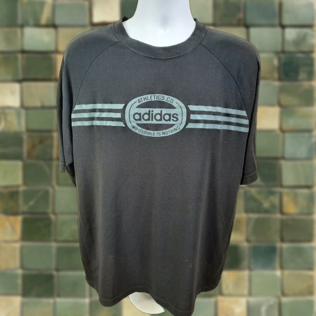 Adidas Adidas Raglan Shirt Men's Medium Black Crewneck Cotton Blend 3 Stripe T1S Shirt Mens Medium Black 3 Stripe Raglan Crew Neck Cotton Blend Size US M / EU 48-50 / 2 - 1 Thumbnail
