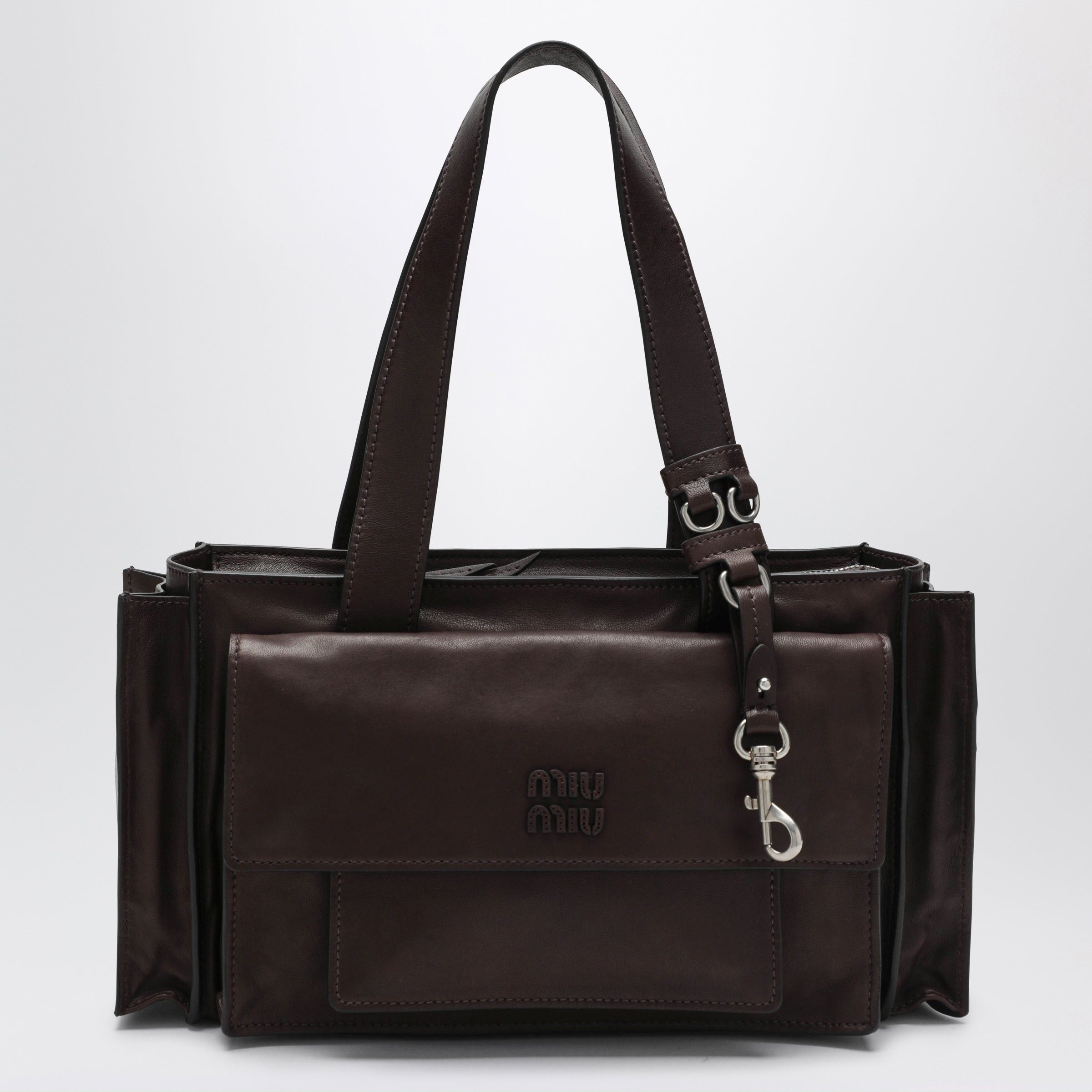 Miu Miu Miu Miu Utilitaire Shopping Bag In Antique-Effect Lambskin, Burnt Size ONE SIZE - 1 Thumbnail