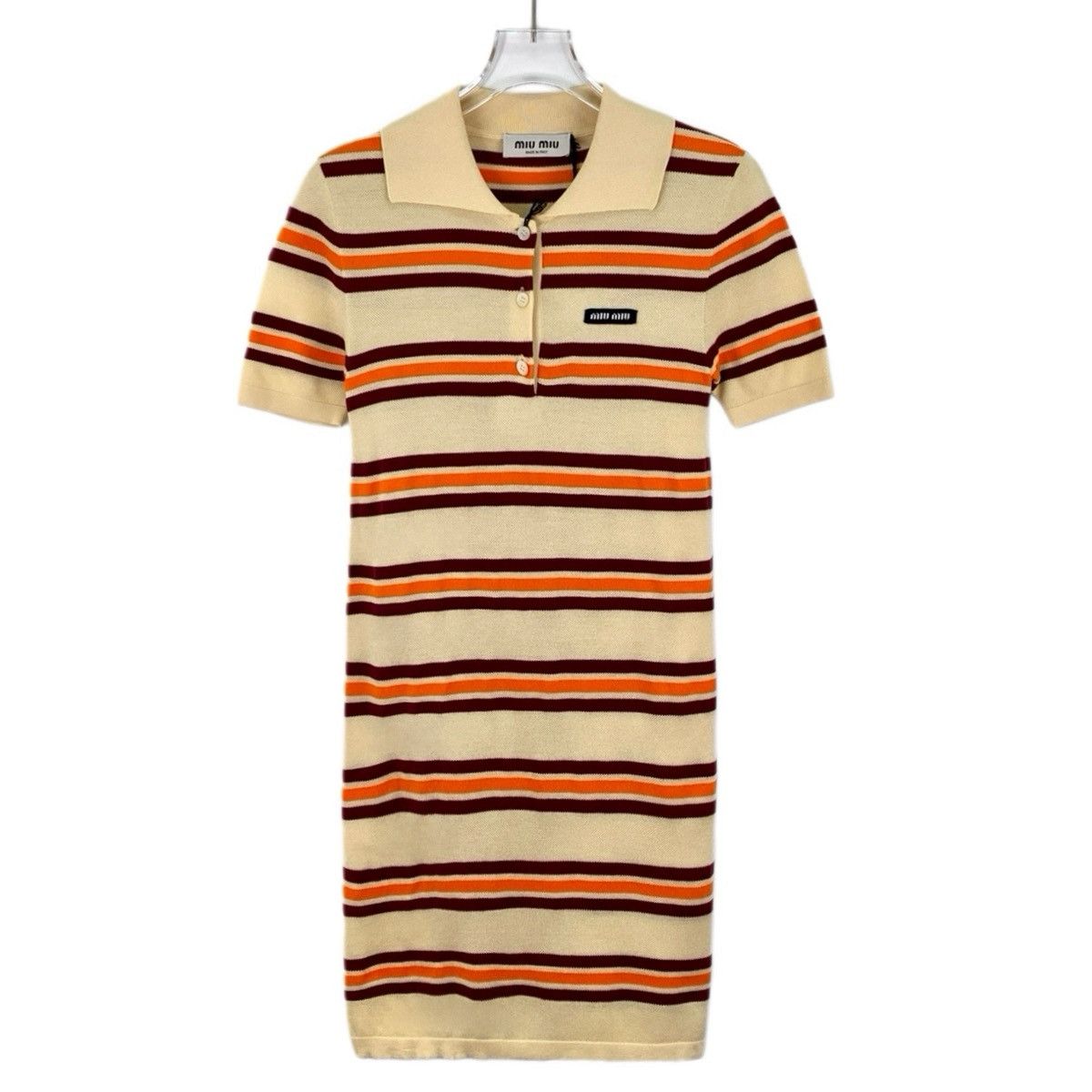 Miu Miu Miu Miu Striped Lapel Short Sleeve Knit Dress K26WX Size S / US 4 / IT 40 - 1 Thumbnail