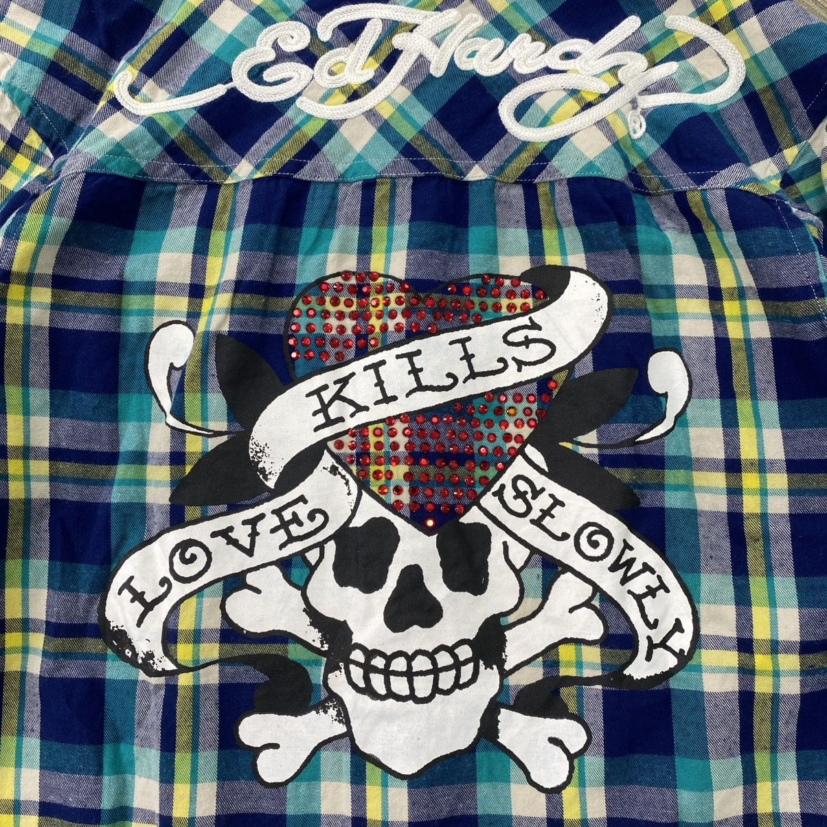 Ed Hardy Vintage Ed Hardy Skulls Tattoo Embroidery Plaid Shirt Y2K Size US M / EU 48-50 / 2 - 4 Thumbnail