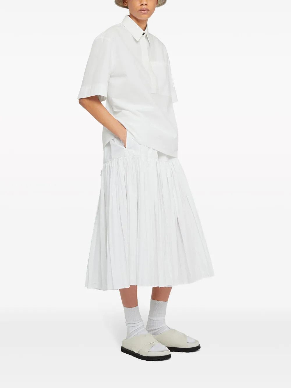 Jil Sander o1y1025 Midi Skirt in White Size 25" / US 0 / IT 36 - 2 Thumbnail