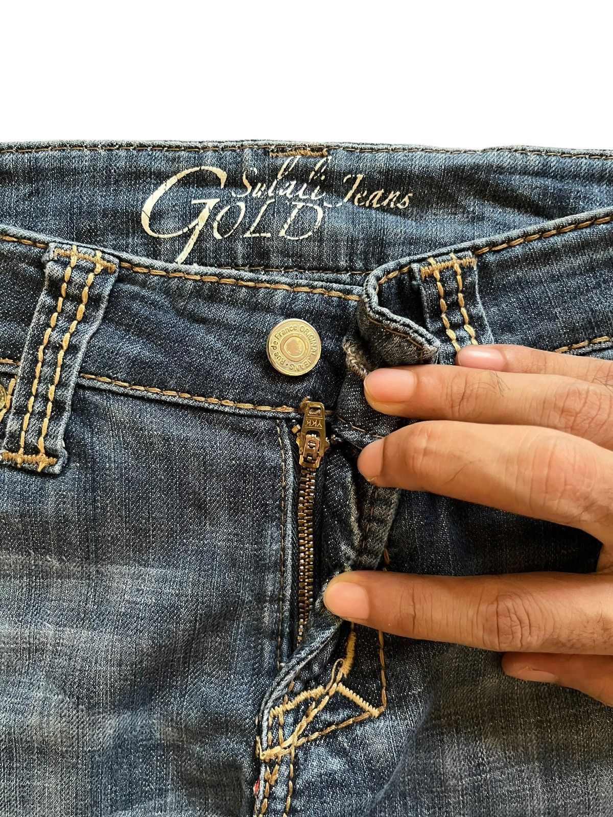 Japanese Brand Vintage Japanese Brand Blue Wash Embroidered Flare Jeans Size 29" - 3 Thumbnail