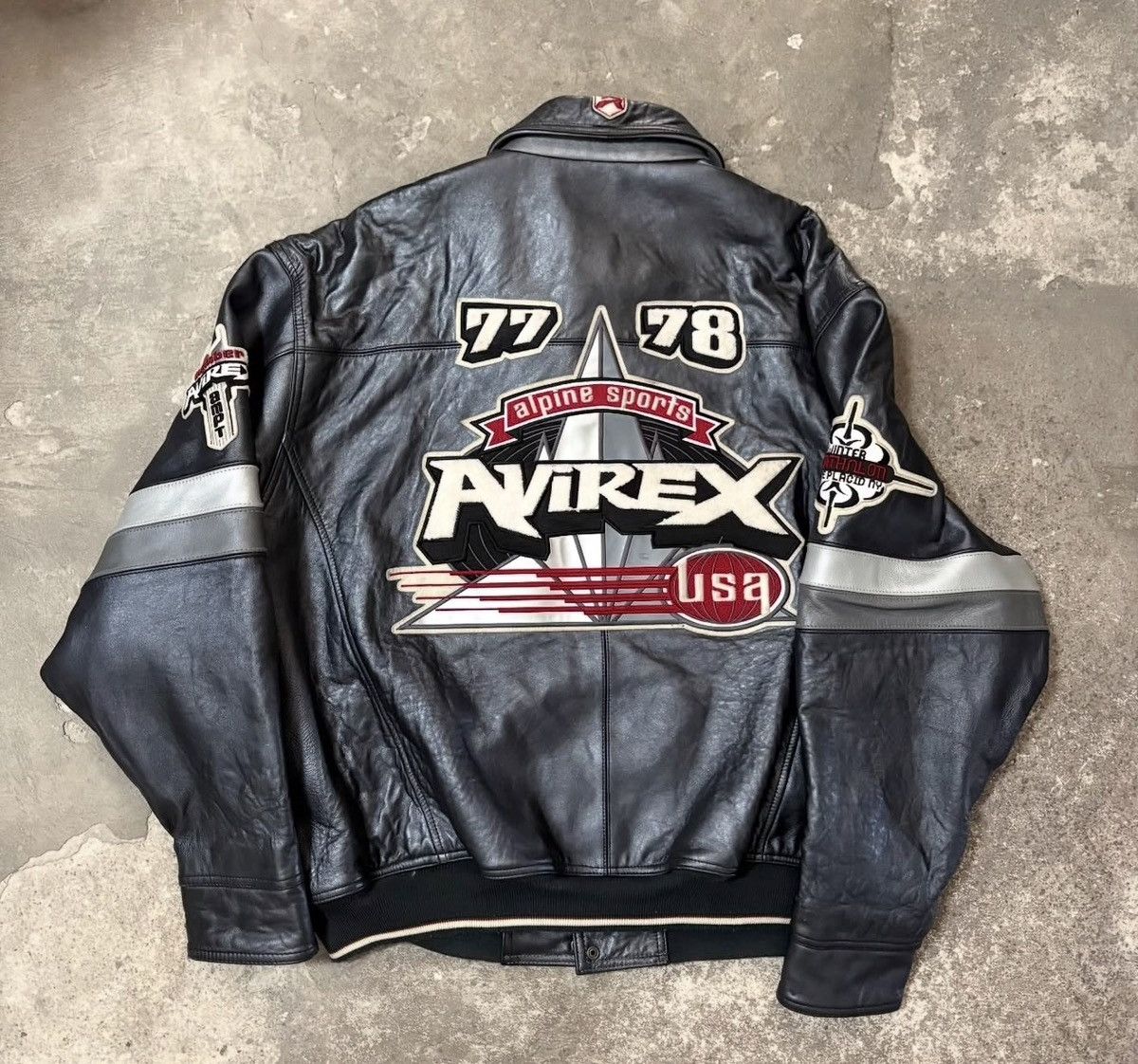 Avirex leather varsity jacket