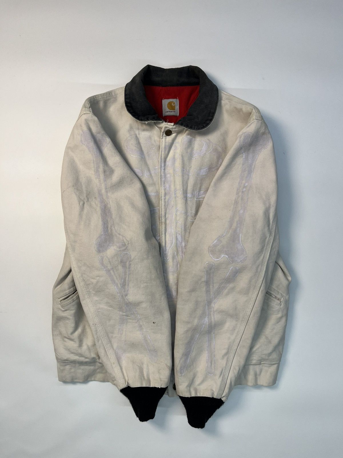Carhartt VINTAGE CARHARTT White Bomber Jacket Custom Skeleton Size US L / EU 52-54 / 3 - 3 Thumbnail