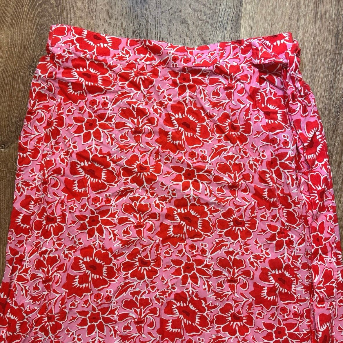 J.Crew NWT J.Crew Wrap Midi Skirt Azalea Belvedere Red Size Small Size 29" - 3 Thumbnail