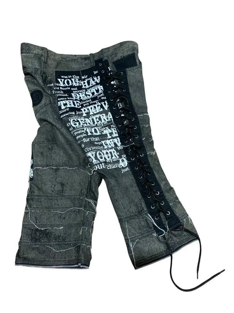 Self Edge Edge Ruppert bondage punk laces up hagi jorts denim Size US 32 / EU 48 - 14 Thumbnail