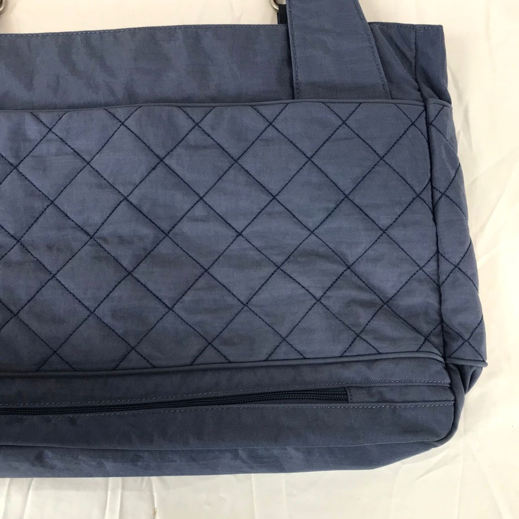 Vintage Baggallini Bag Blue Quilted Tote Purse Turn Lock Zip Pocket Shoulder Bag Size ONE SIZE - 7 Thumbnail