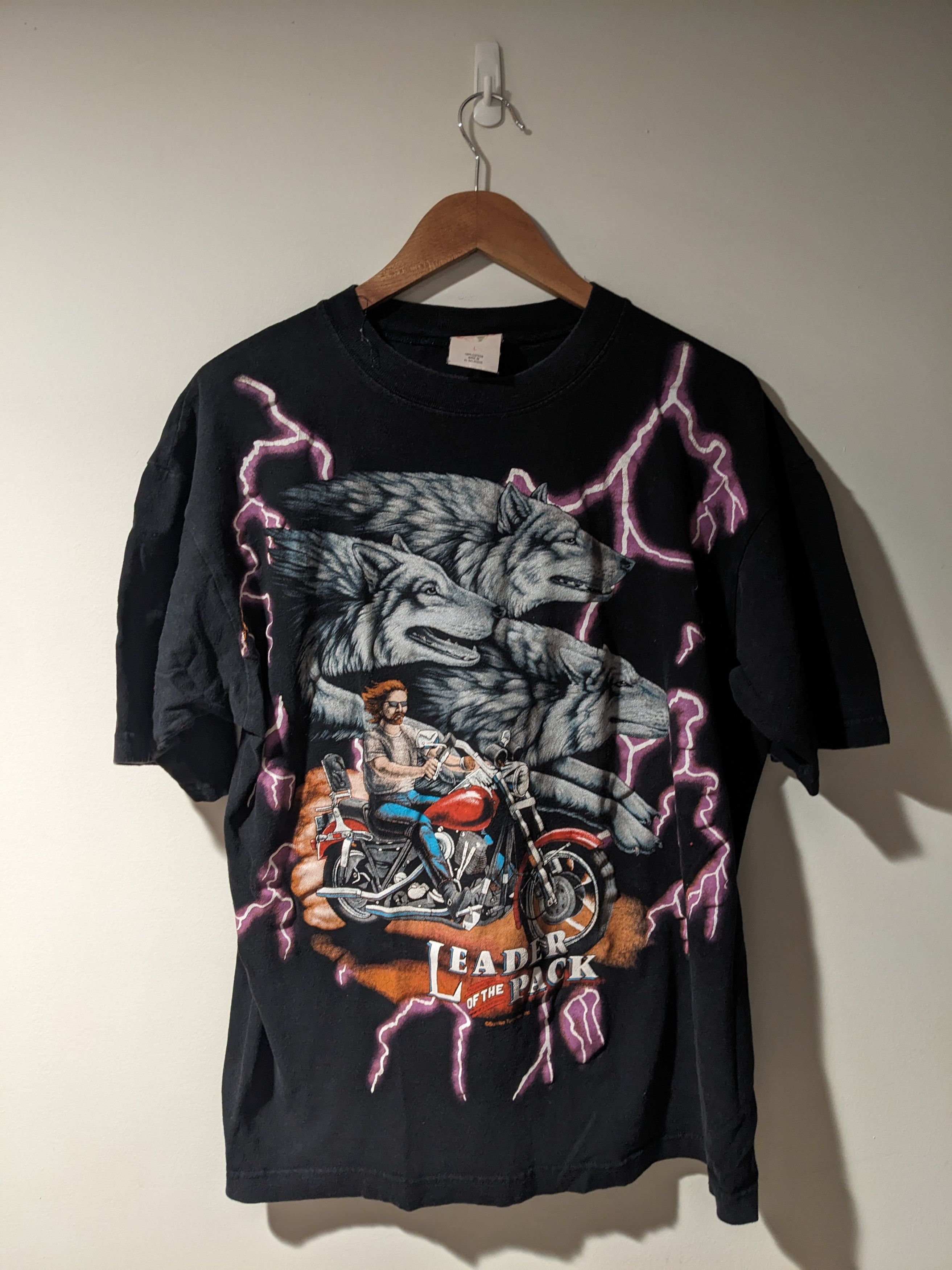 Harley Davidson Vintage 90s American Thunder Leader of the Pack T-Shirt Size US L / EU 52-54 / 3 - 1 Thumbnail