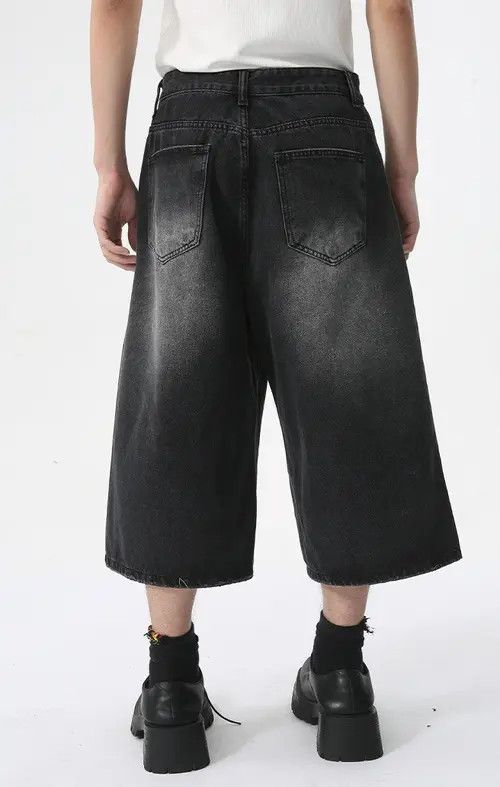 Other Black washed vintage distressed straight denim shorts Size US 32 / EU 48 - 6 Thumbnail