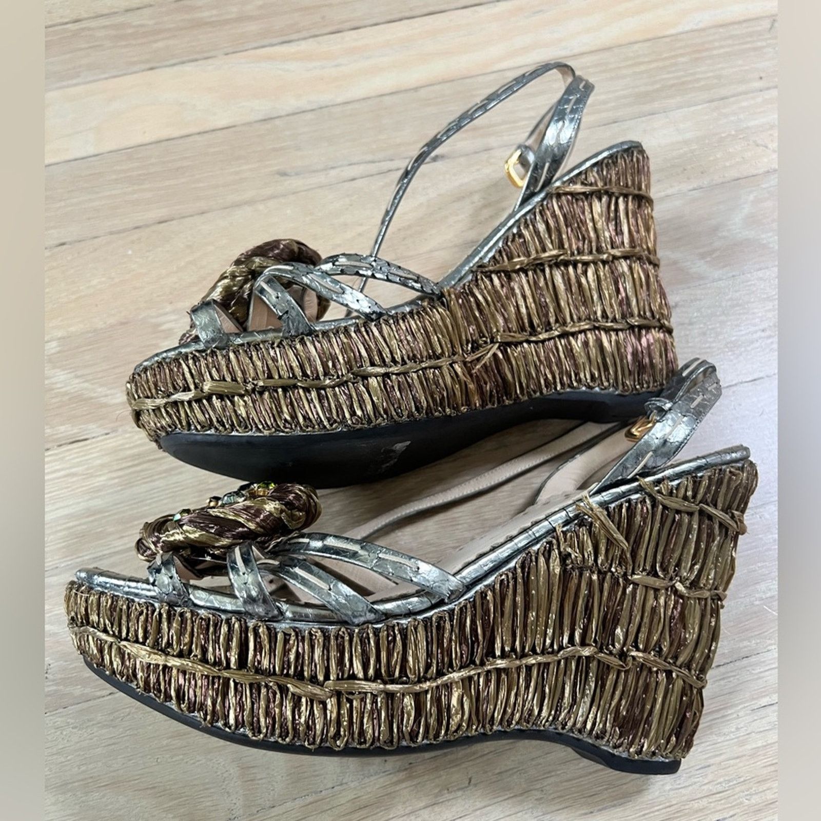 Prada Prada shimmery floral espadrilles size 40 Size US 10 / IT 40 - 3 Thumbnail