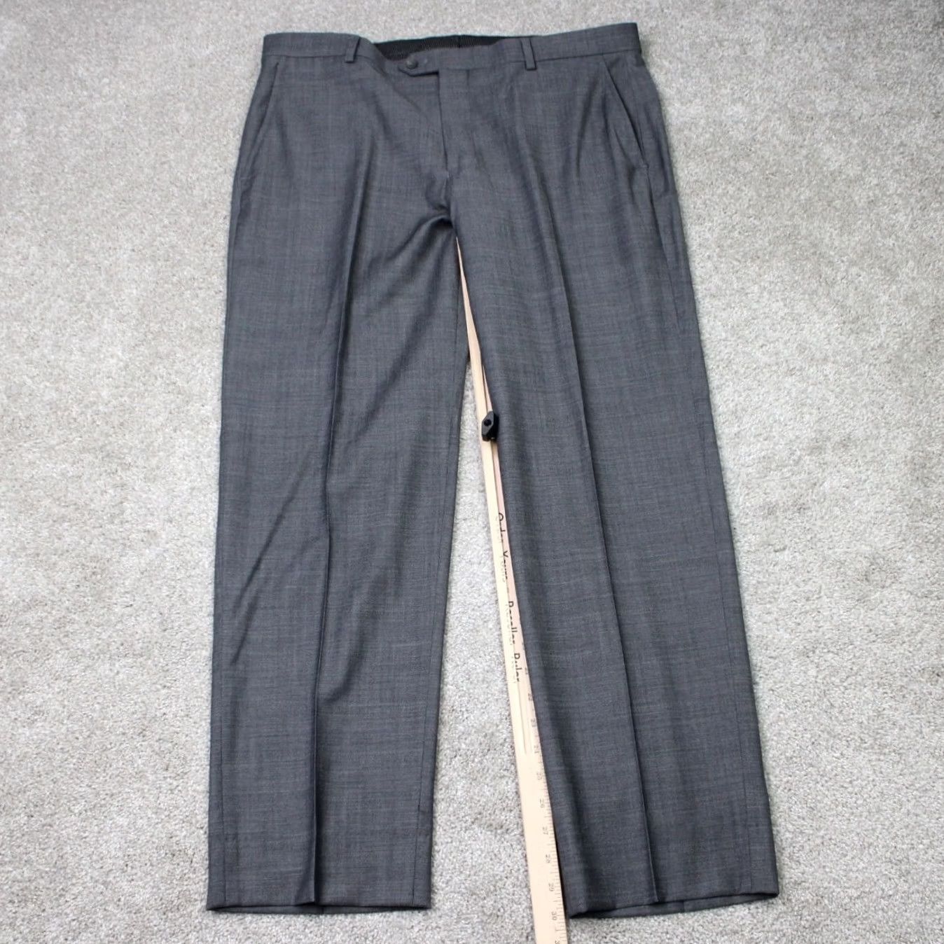 Jos. A. Bank Jos. A. Bank Pants Mens 38x30 Gray Slim Dress Flat Front Wool Stretch Travel Tech Size US 38 / EU 54 - 2 Thumbnail