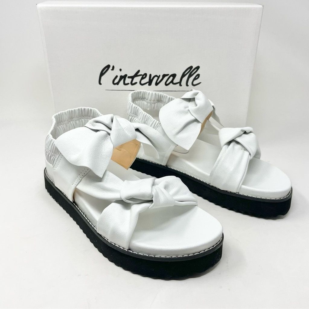 Leather NEW L’Intervalle Atlantis White Leather Bow Sandals 8/39 Size US 8 / IT 38 - 4 Thumbnail