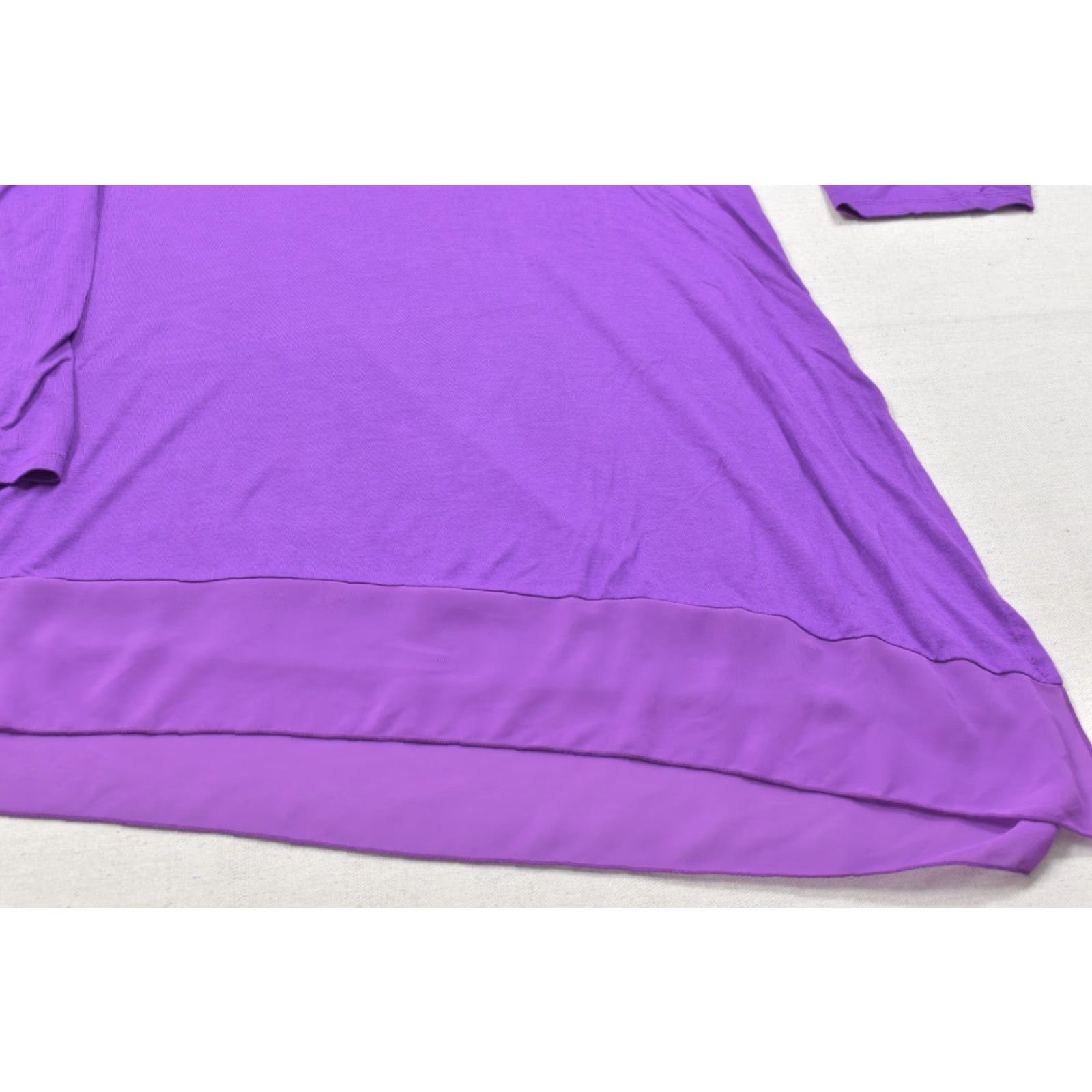 Vintage Lane Bryant Top Women's Plus 24 Purple V-Neck Knit 3/4 Sleeve Asymmetrical Hem Casual Tunic Size 4XL / US 24-26 - 5 Thumbnail