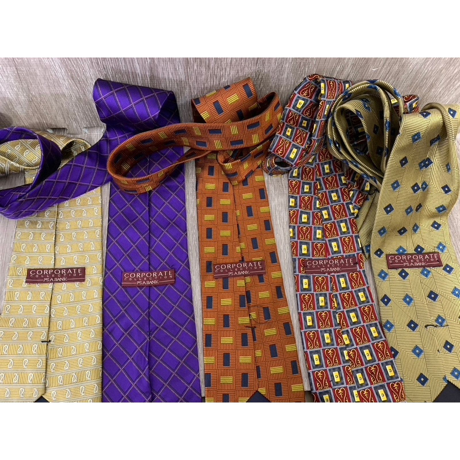 Jos. A. Bank Lot of 5 Jos A Bank Corporate Collection Silk Ties Geometric Size ONE SIZE - 2 Thumbnail