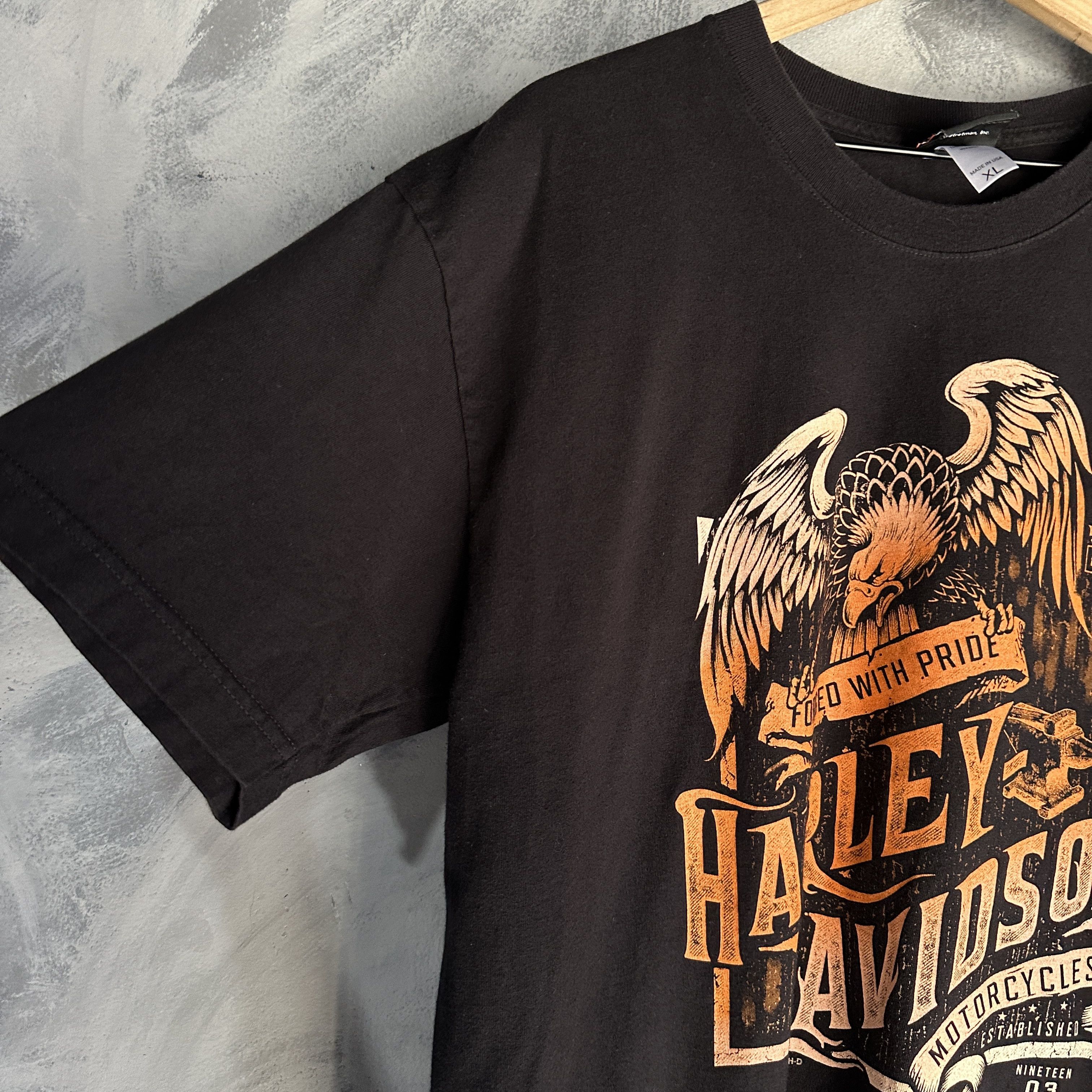 Harley Davidson Vtg Harley Davidson Black Graphic Shirt USA Alaska Eagle Size US XL / EU 56 / 4 - 3 Thumbnail