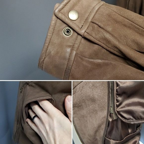 Vintage × Wilsons Leather Vintage 90s y2k Adventure Bound Aviator Bomber Brown Nubuck Size L / US 10 / IT 46 - 4 Thumbnail