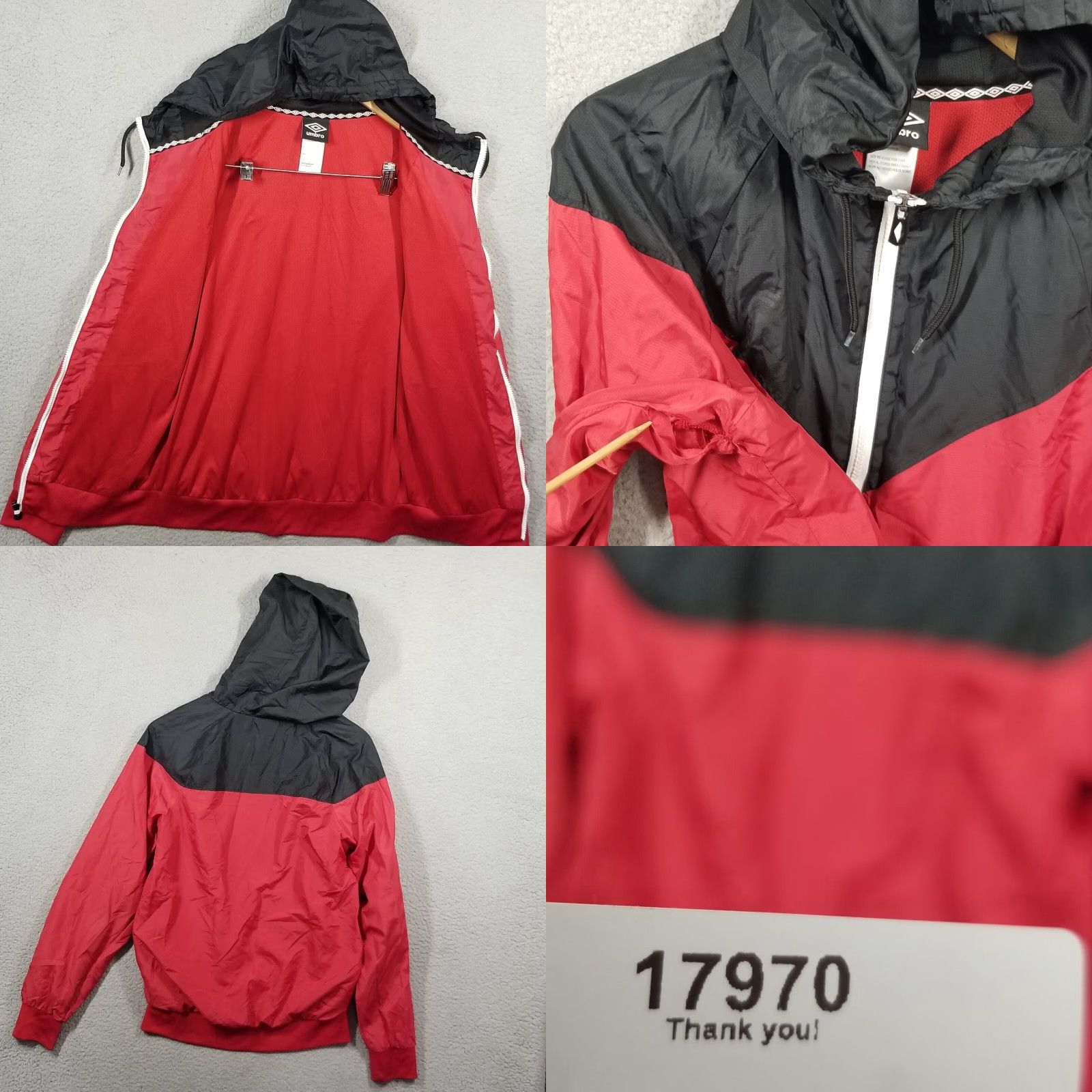 Umbro VINTAGE Umbro Jacket Windbreaker Adult Small Red Geometric 80s 90s Retro Sports Mens Size US S / EU 44-46 / 1 - 8 Thumbnail