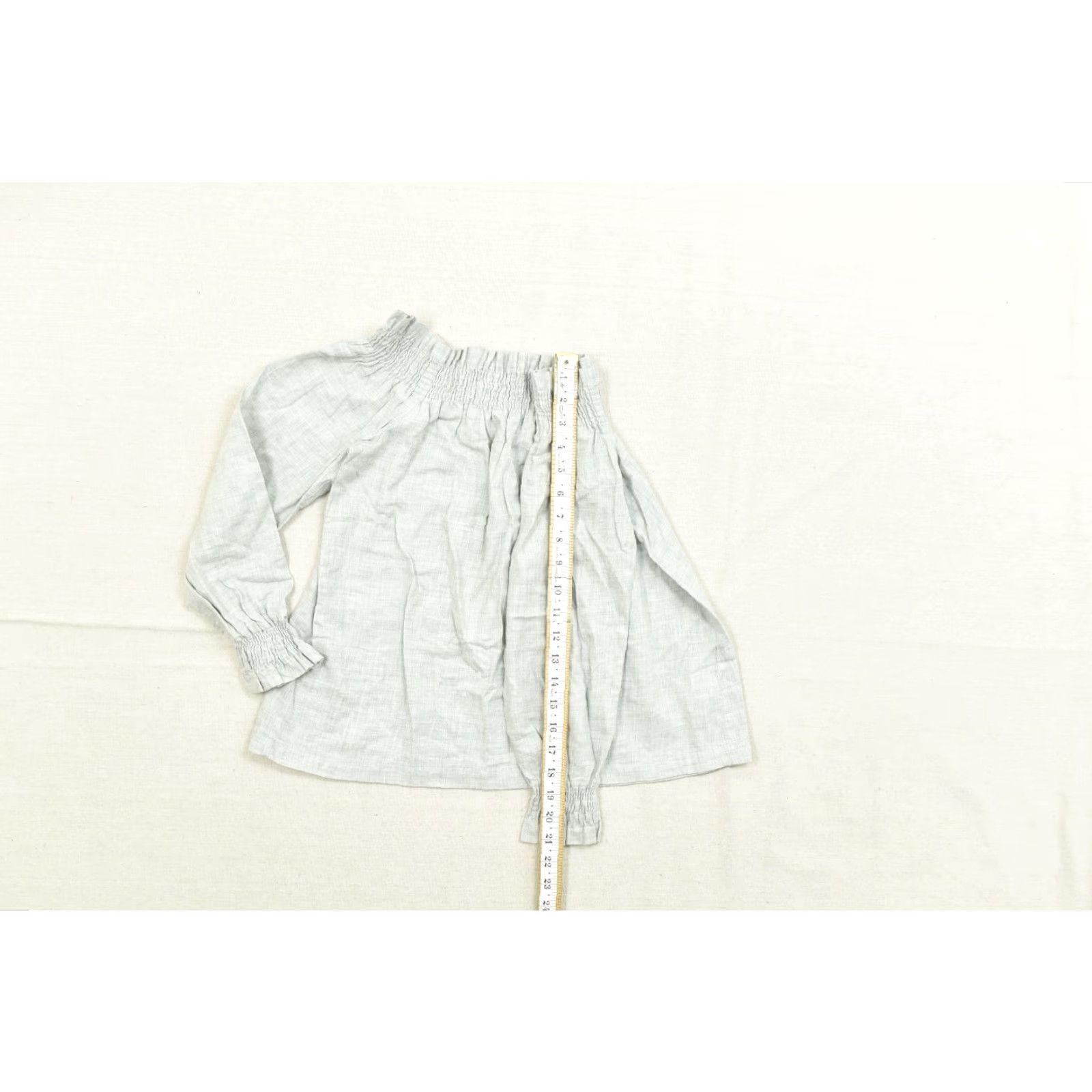 Vintage LOFT Petites Blouse Shirt Off The Shoulder Long Sleeve Gray Smocked Ruffle Cotton XSP XS PXS Womens Petite Regular Pullover Casual Spring Summer Fall Size XS / US 0-2 / IT 36-38 - 5 Thumbnail
