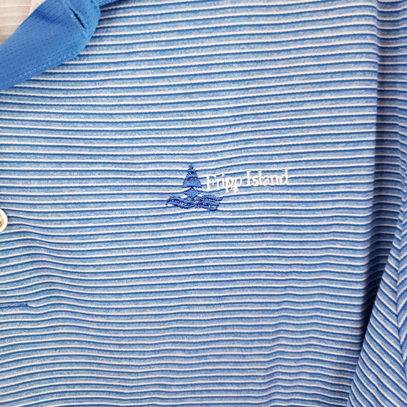Adidas Adidas Climachill Golf Mens XL Blue Striped Stretch Polo Shirt Fripp Island Logo Shirt Size US XL / EU 56 / 4 - 4 Thumbnail