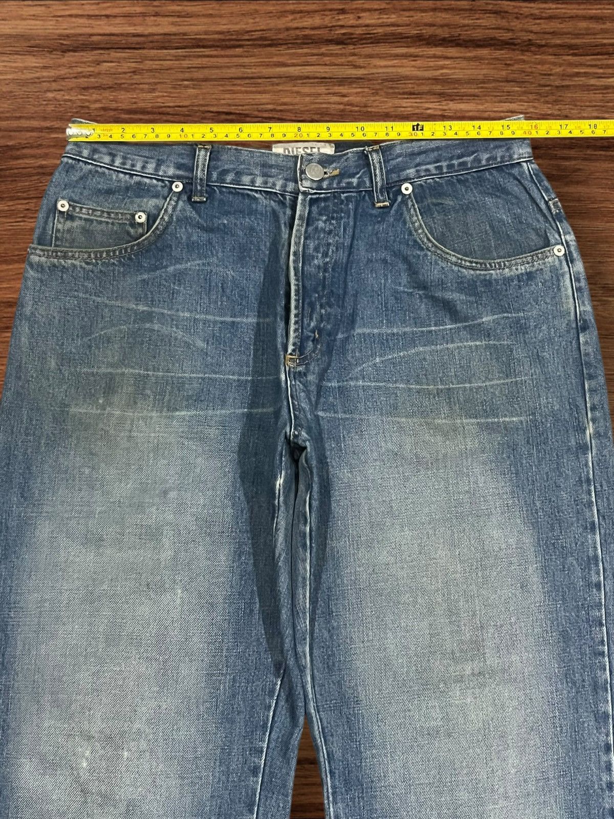 Diesel × Vintage ⚡️Flare⚡️Vintage Diesel “D” Button Fly Blue Washed Jeans Size US 32 / EU 48 - 14 Thumbnail
