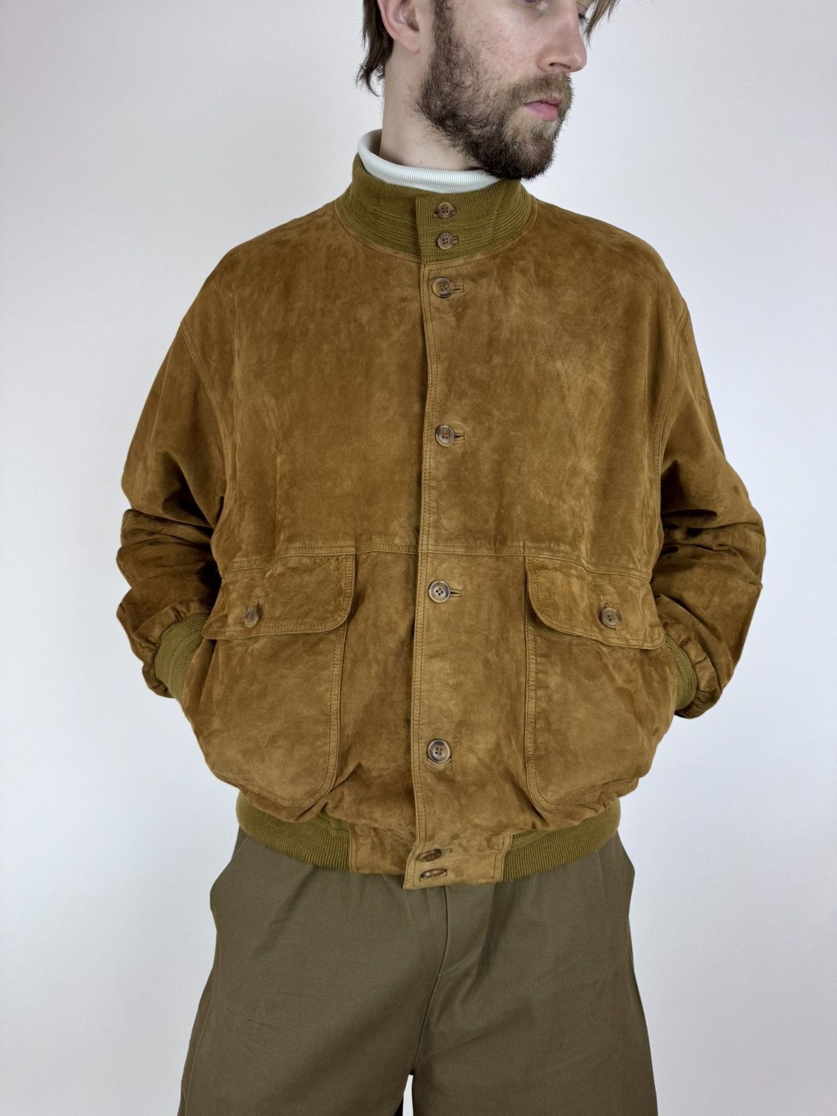 Other Vintage Suede Bomber Jacket Old Money Preppy Leather JKT Size US L / EU 52-54 / 3 - 17 Thumbnail