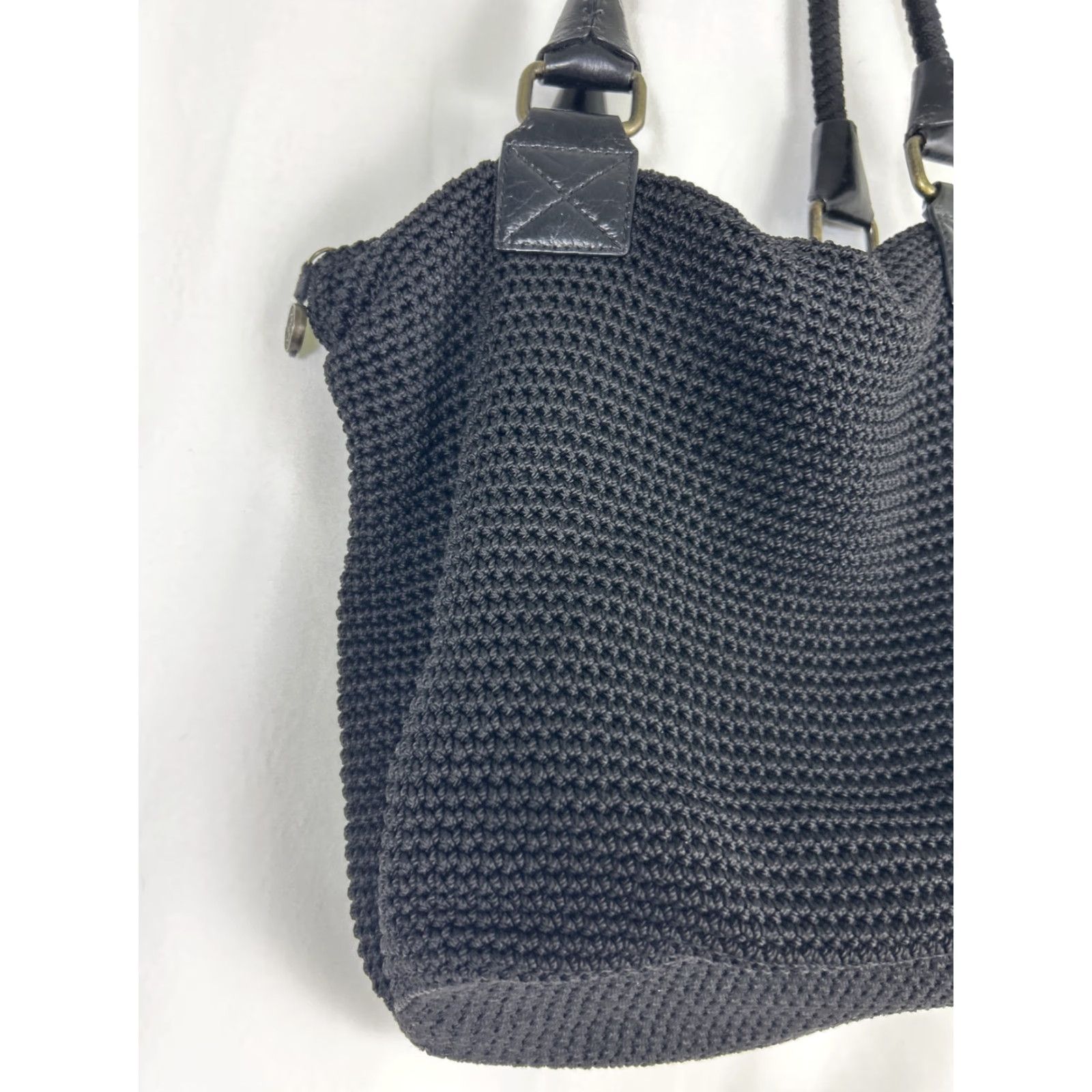 The Sak The Sak Shoulder Bag knit Black 11x6x9 Double Handles Zip Womens Boho Size ONE SIZE - 2 Thumbnail