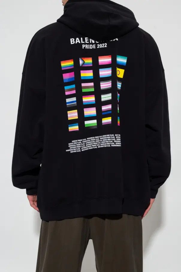 Balenciaga o1w1db10425 Pride 22 Hoodie Boxy Fit in Black Size US XXS / EU 40 - 4 Thumbnail
