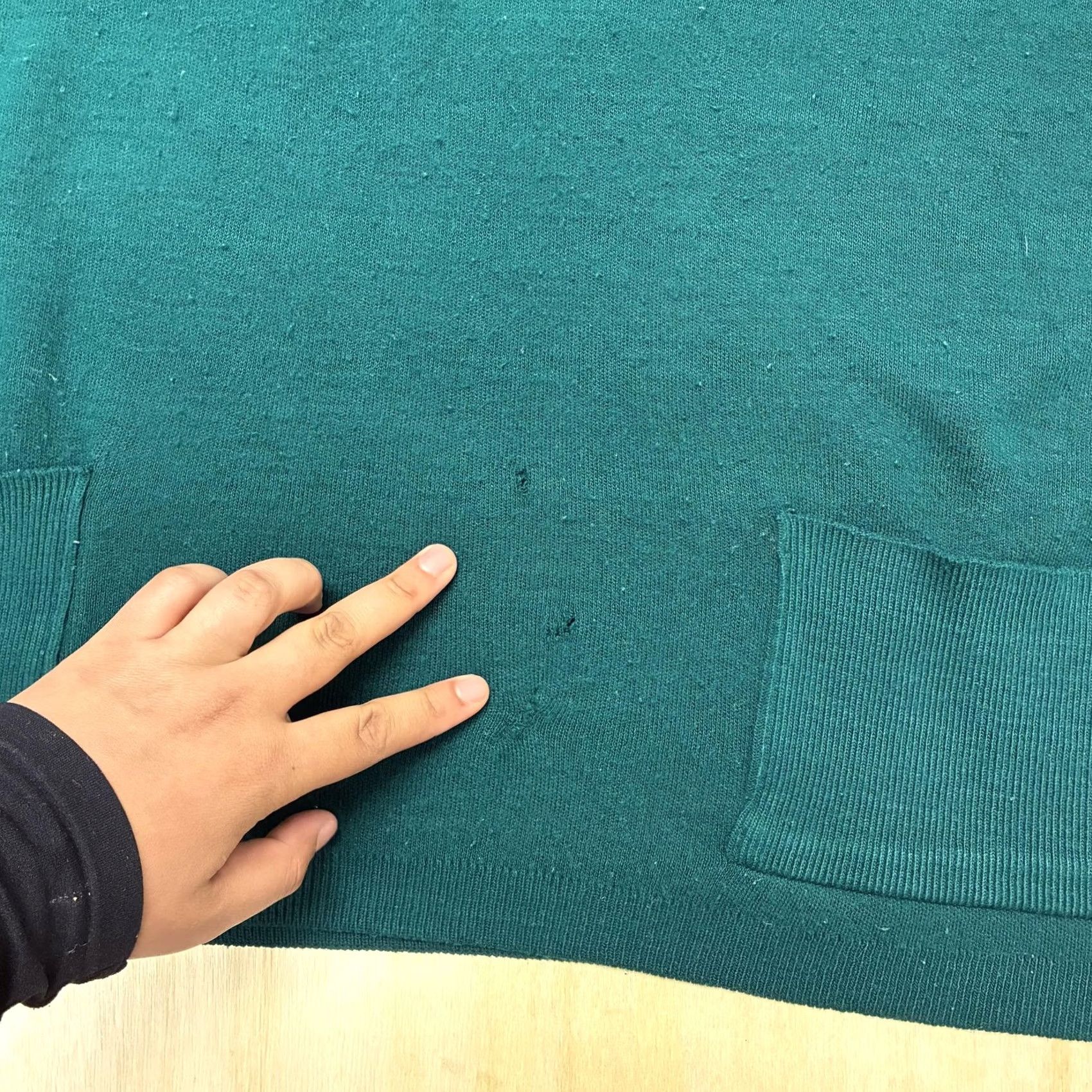 Vintage VINTAGE 1045 Park Sweater Womens Large Green Crew Neck Tunic Pockets Size L / US 10 / IT 46 - 3 Thumbnail