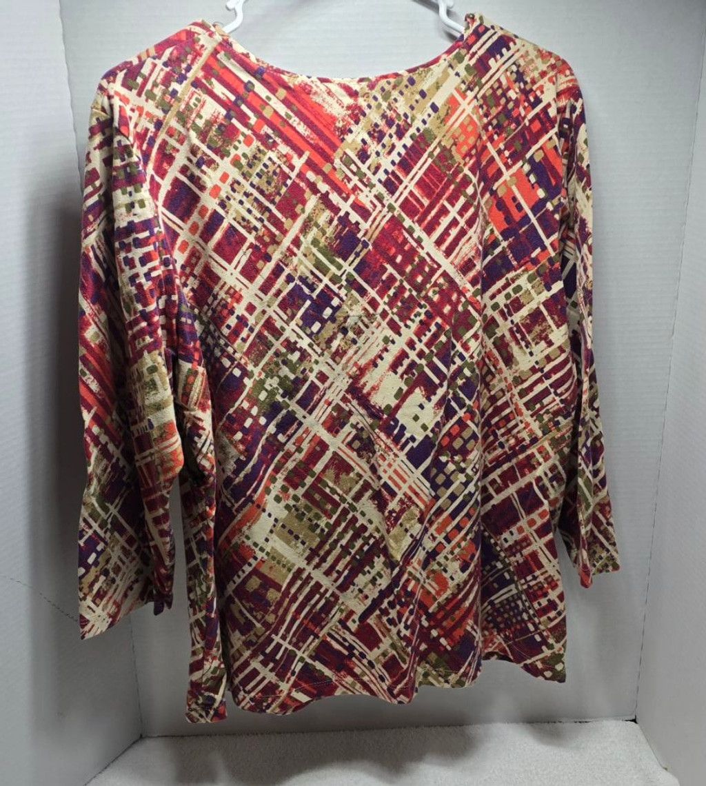 The Unbranded Brand Women's Ruby Rd. XL Red Purple Abstract Tunic Top Size XL / US 12-14 / IT 48-50 - 4 Thumbnail