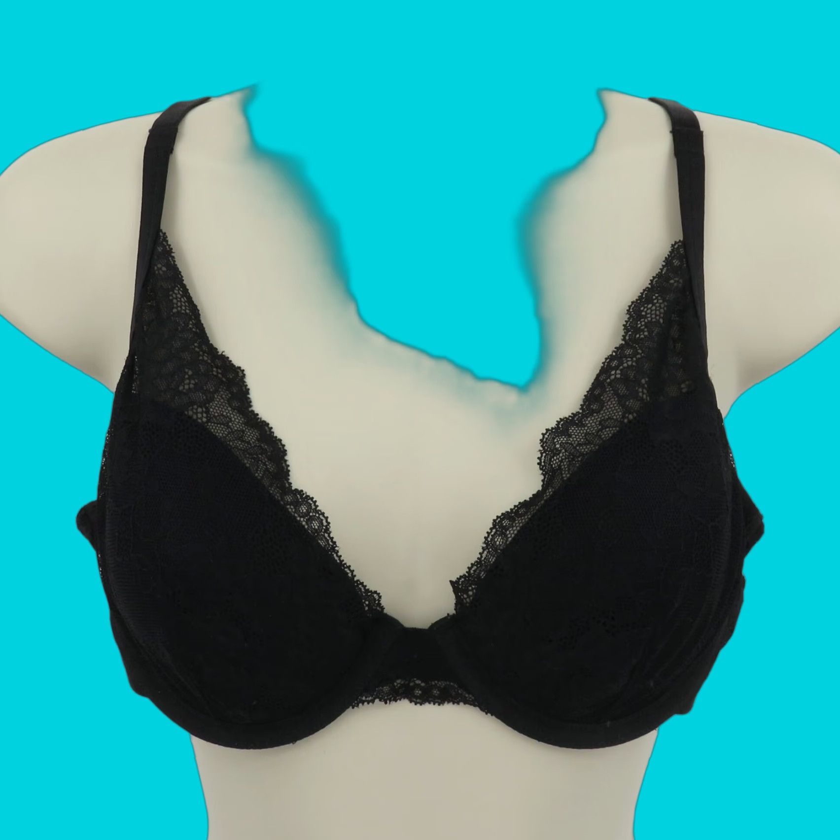 Vintage Soma Bra 34B Lightest Lift Lace Plunge Underwire Black Floral Women T-Shirt Bra Mens? Size ONE SIZE - 1 Thumbnail