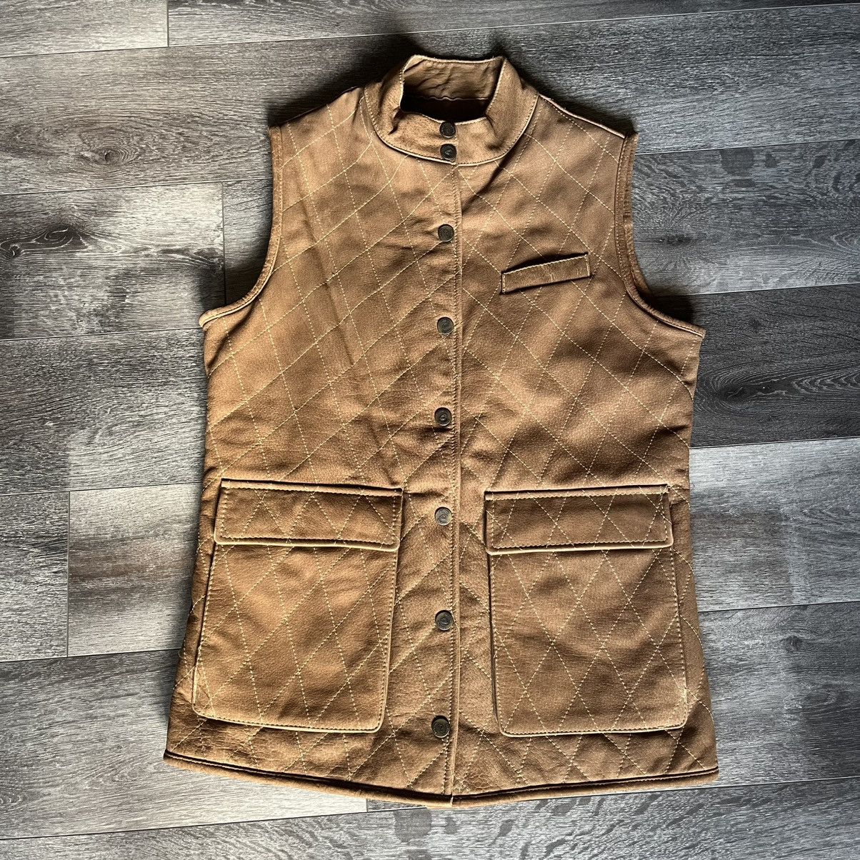 Genuine Leather Braeval Buffalo Hide Genuine Leather Windowpane Button Vest Size M / US 6-8 / IT 42-44 - 1 Thumbnail