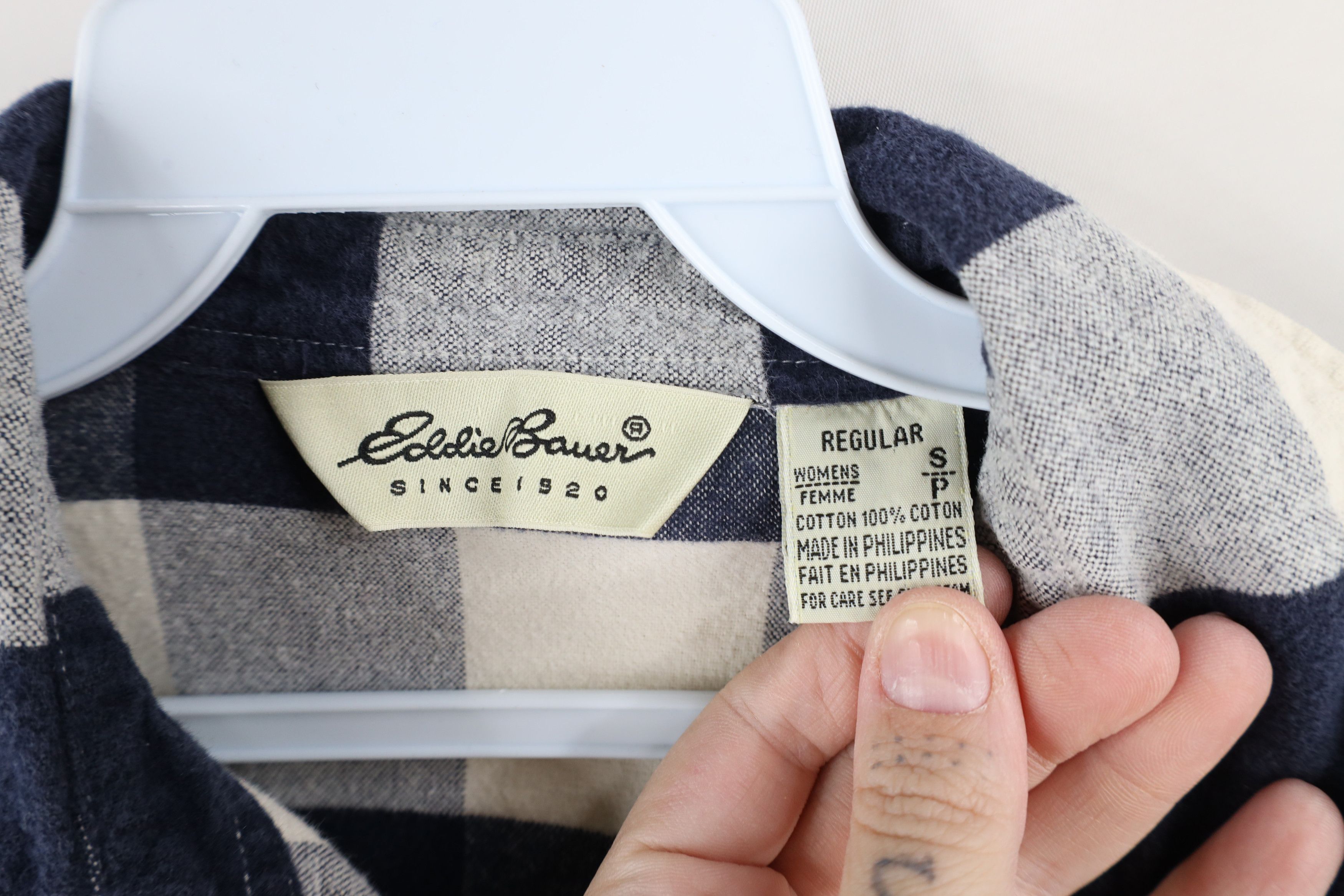 Eddie Bauer × Vintage Vintage 90s Eddie Bauer Flannel Button Shirt Plaid Cotton Size S / US 4 / IT 40 - 7 Thumbnail