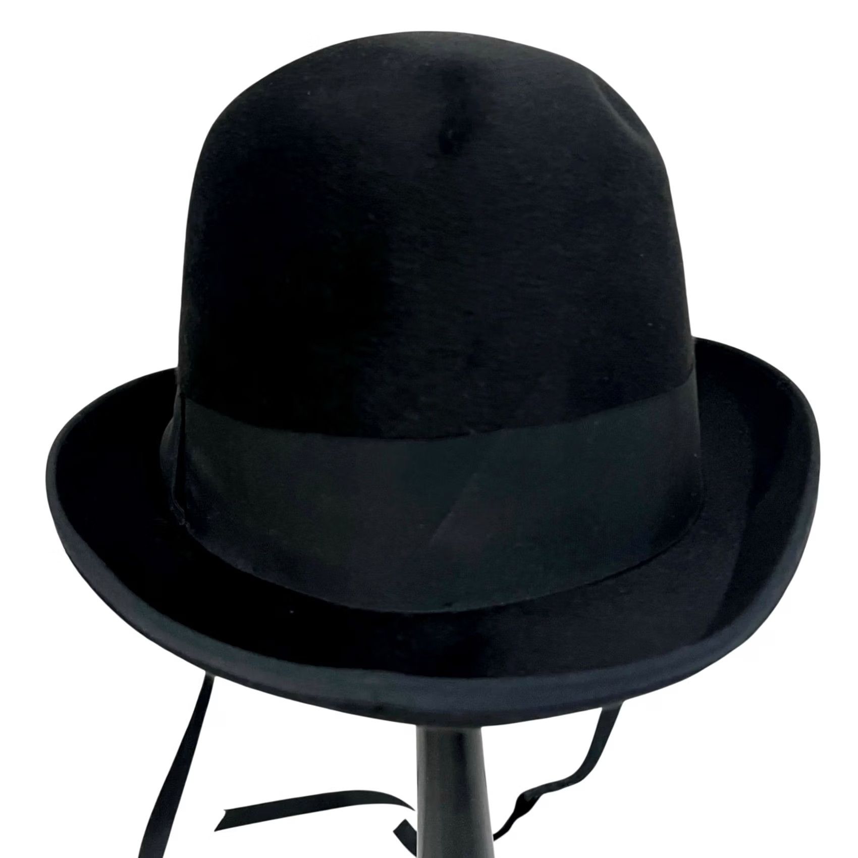 FELT VINTAGE Mossant Bowler Hat Men Black Fur Felt Rabbit Band Marshall Fields Size ONE SIZE - 7 Thumbnail