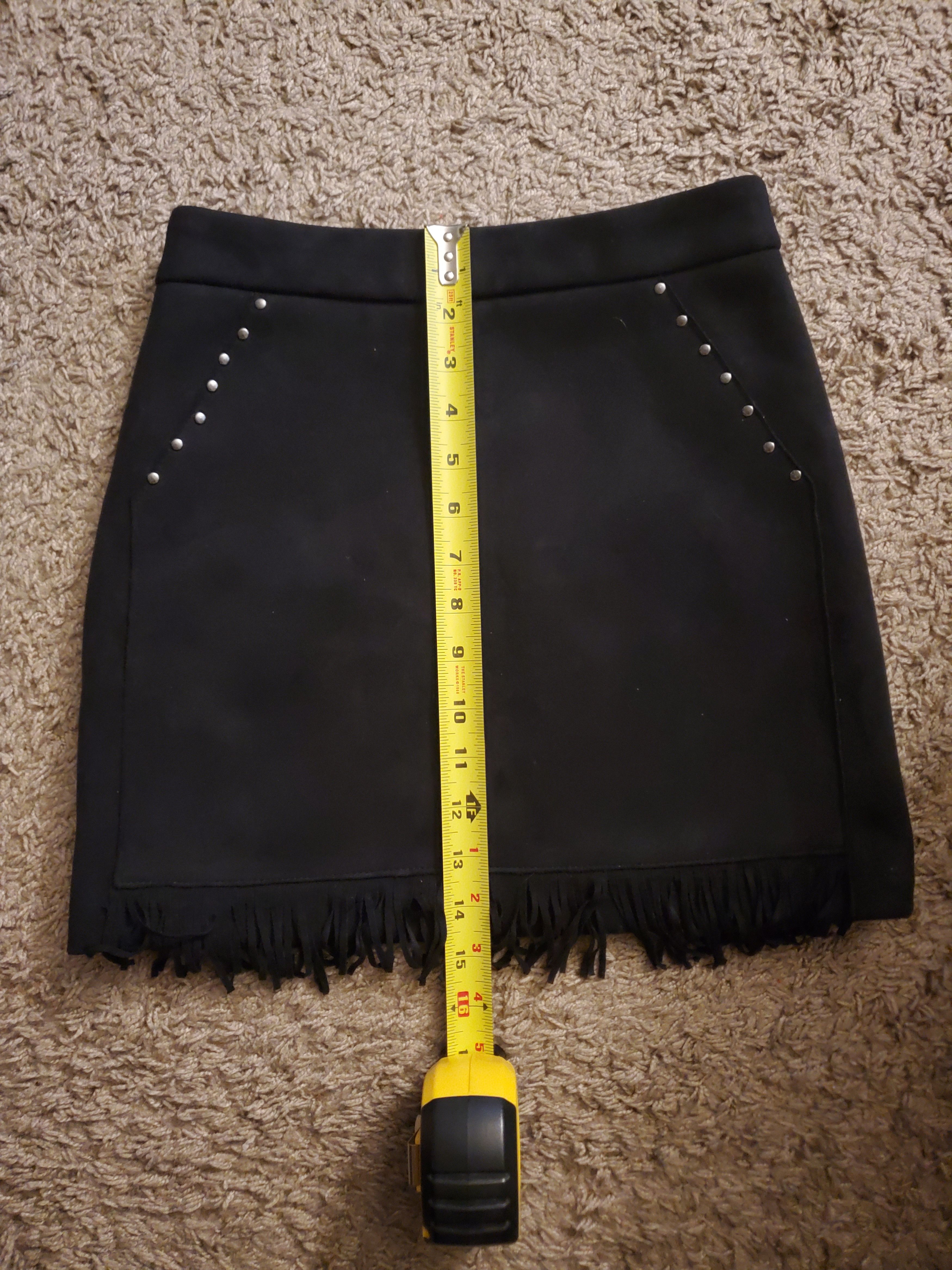 Other Black mini skirt with fringe + stud accents-size S Size 27" / US 4 / IT 40 - 3 Thumbnail