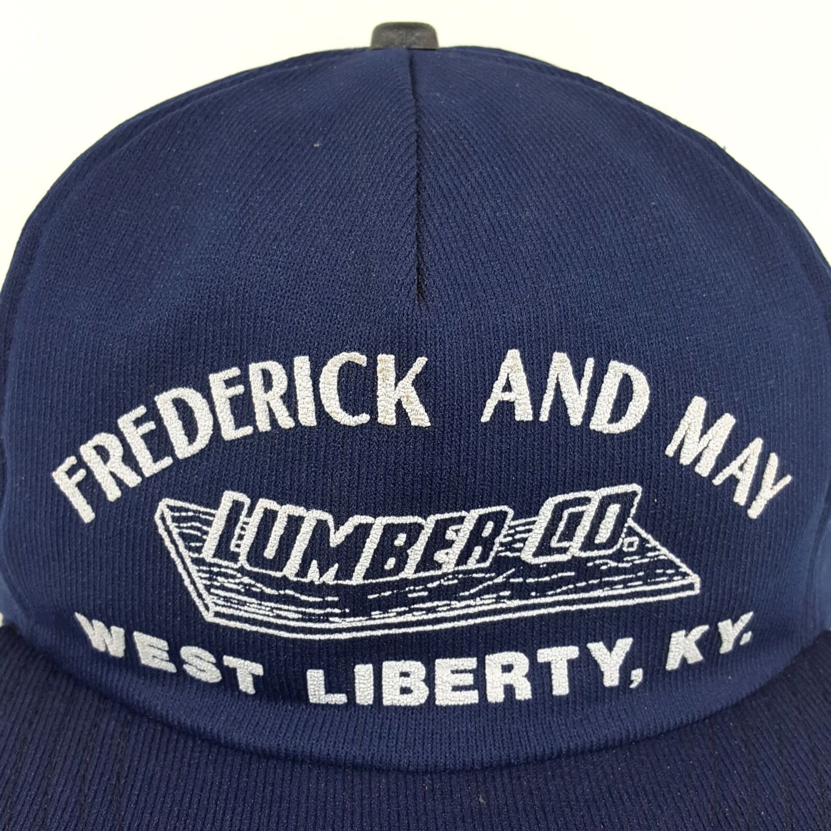 Vintage Vintage Lumber USA Trucker Hat Snapback Puff Print Cap Blue Navy Men Adjustable Cap Size ONE SIZE - 4 Thumbnail