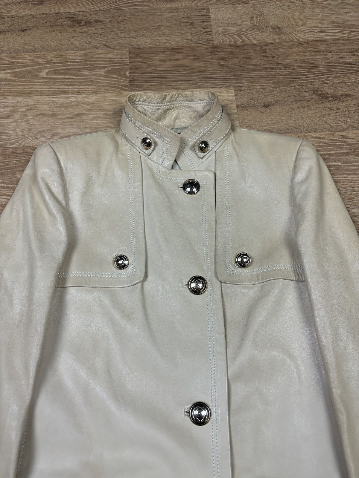 Gucci Gucci 2000s Cream Leather Coat Size S / US 4 / IT 40 - 4 Thumbnail