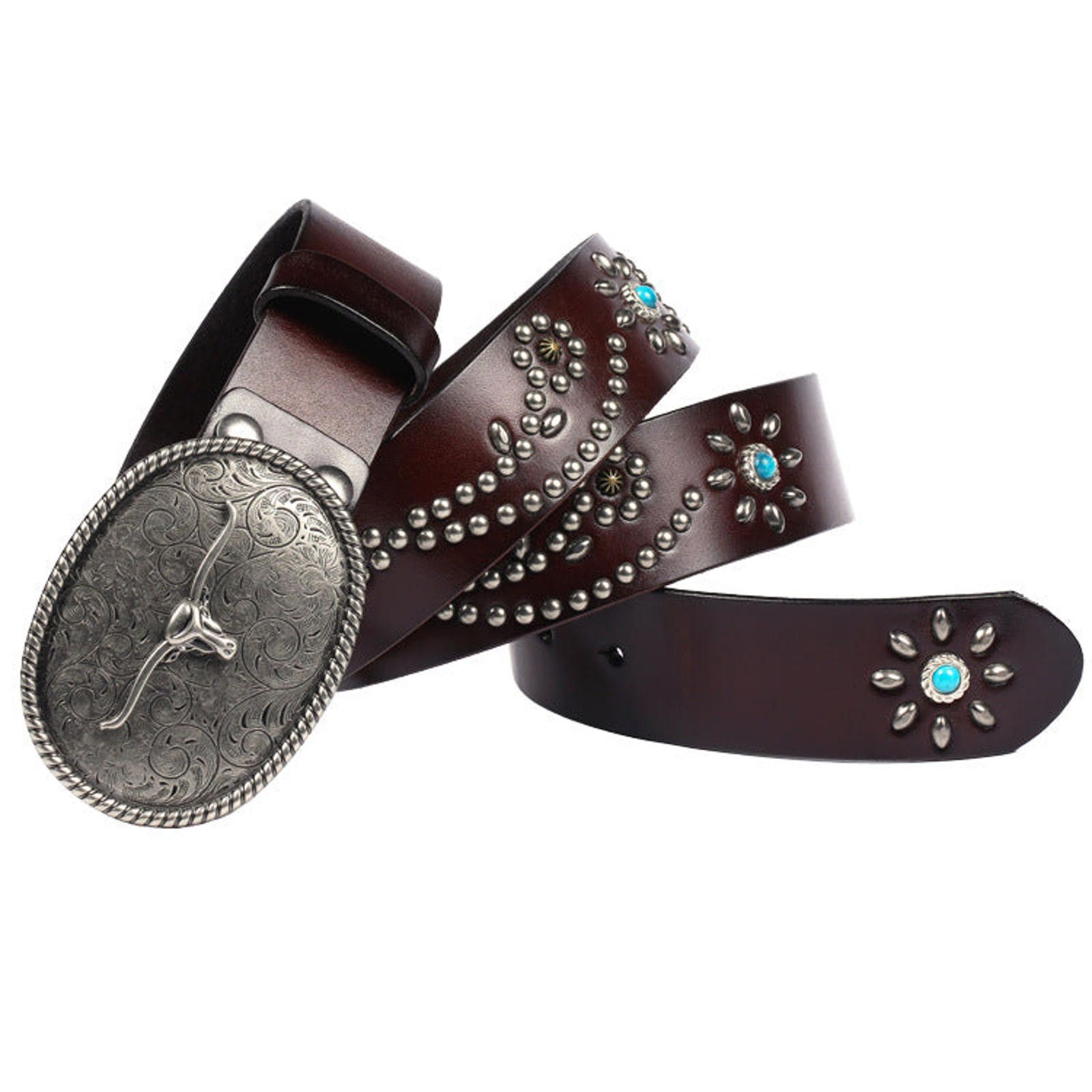Leather Faux Turquoise Decoration Retro Belt Size ONE SIZE - 8 Thumbnail