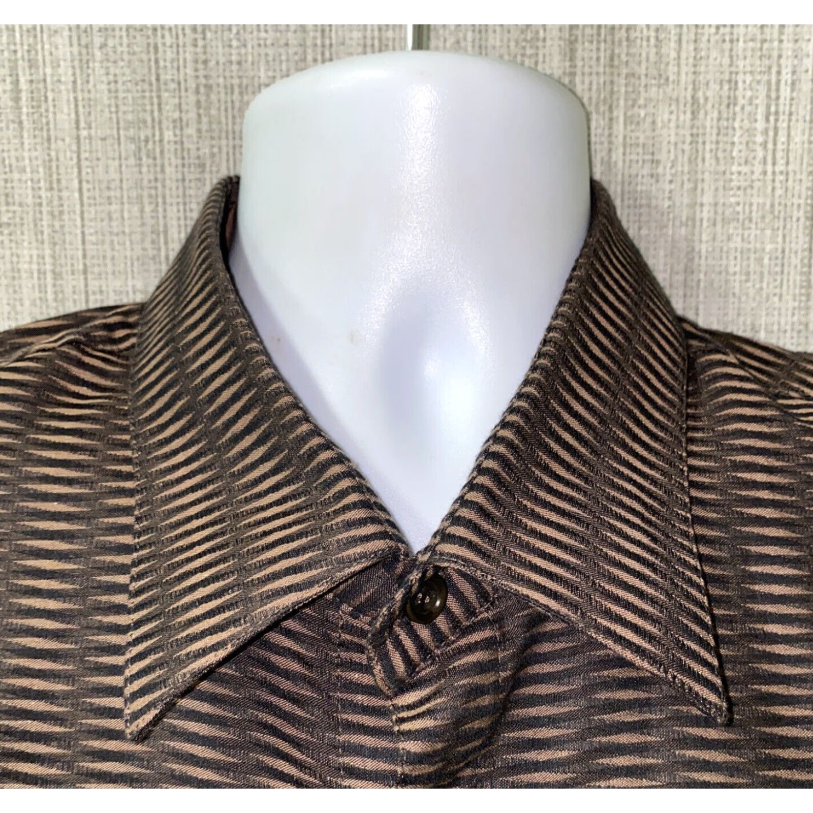 Vintage Messon Shirt Men Button-Front Long Sleeve 2XL Brown/Black Geometric Italy Cotton Blend Regular Mens Size US XXL / EU 58 / 5 - 3 Thumbnail