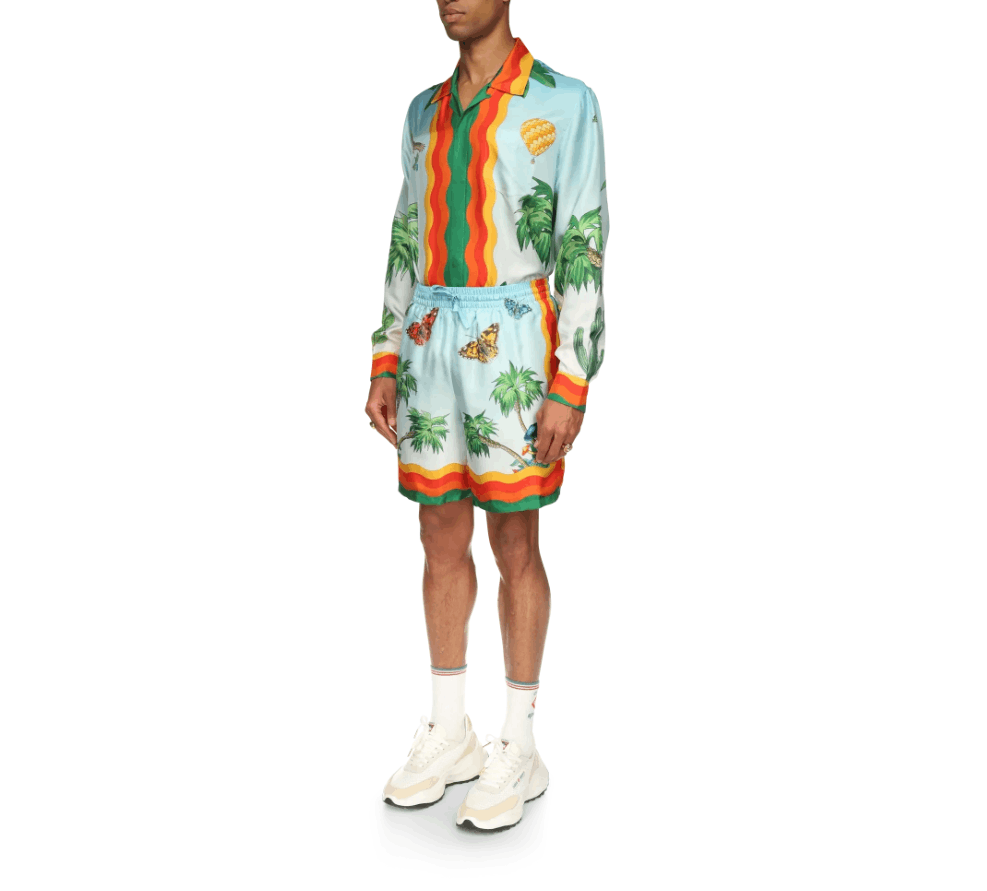 Casablanca o1mle0326 Drawstring Silk Shorts Palm Springs Tennis Club Size US 30 / EU 46 - 3 Thumbnail