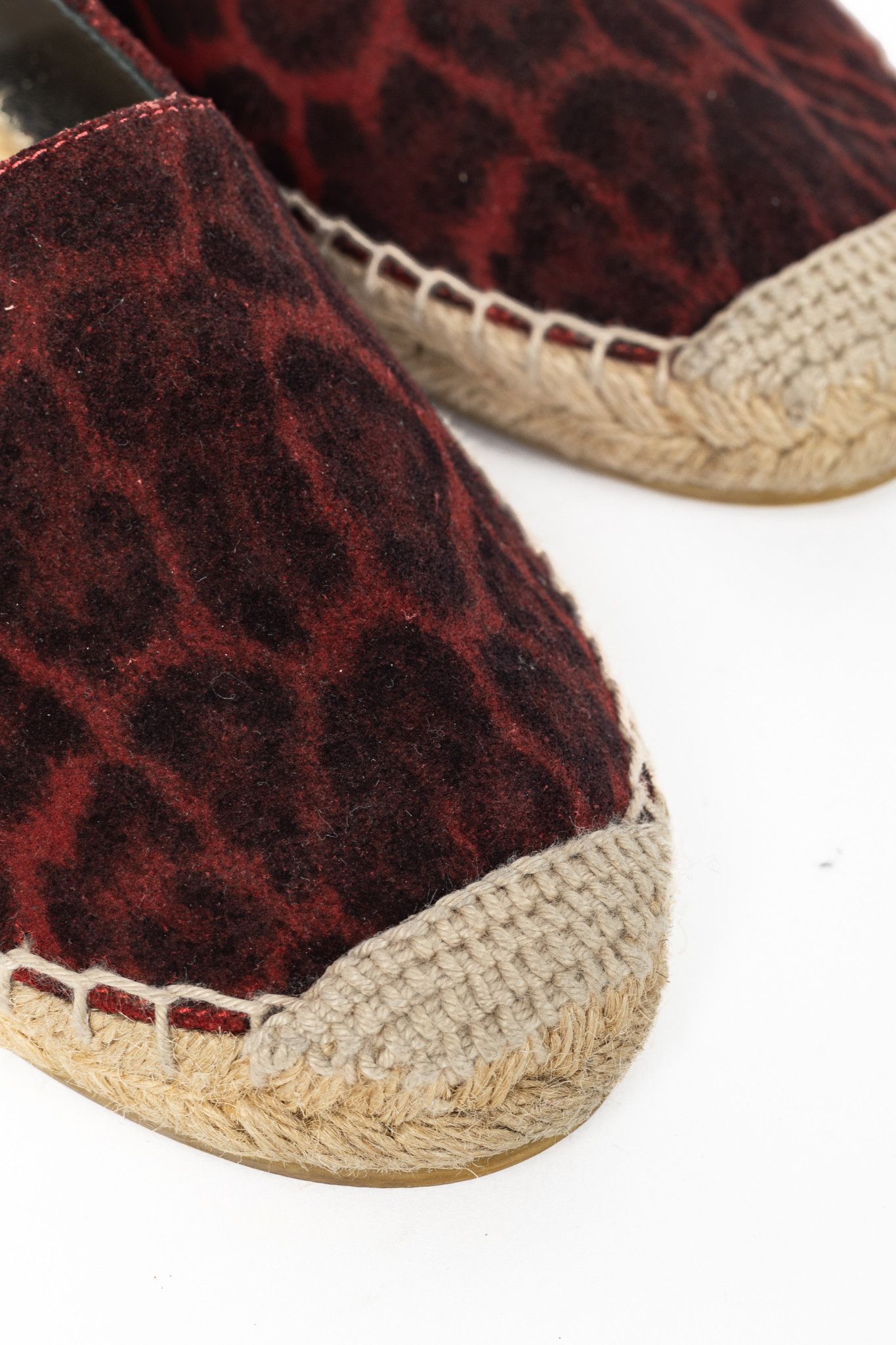 Saint Laurent Paris Saint Laurent Red Leopard Suede Flat Espadrilles Size US 4 / IT 34 - 7 Thumbnail