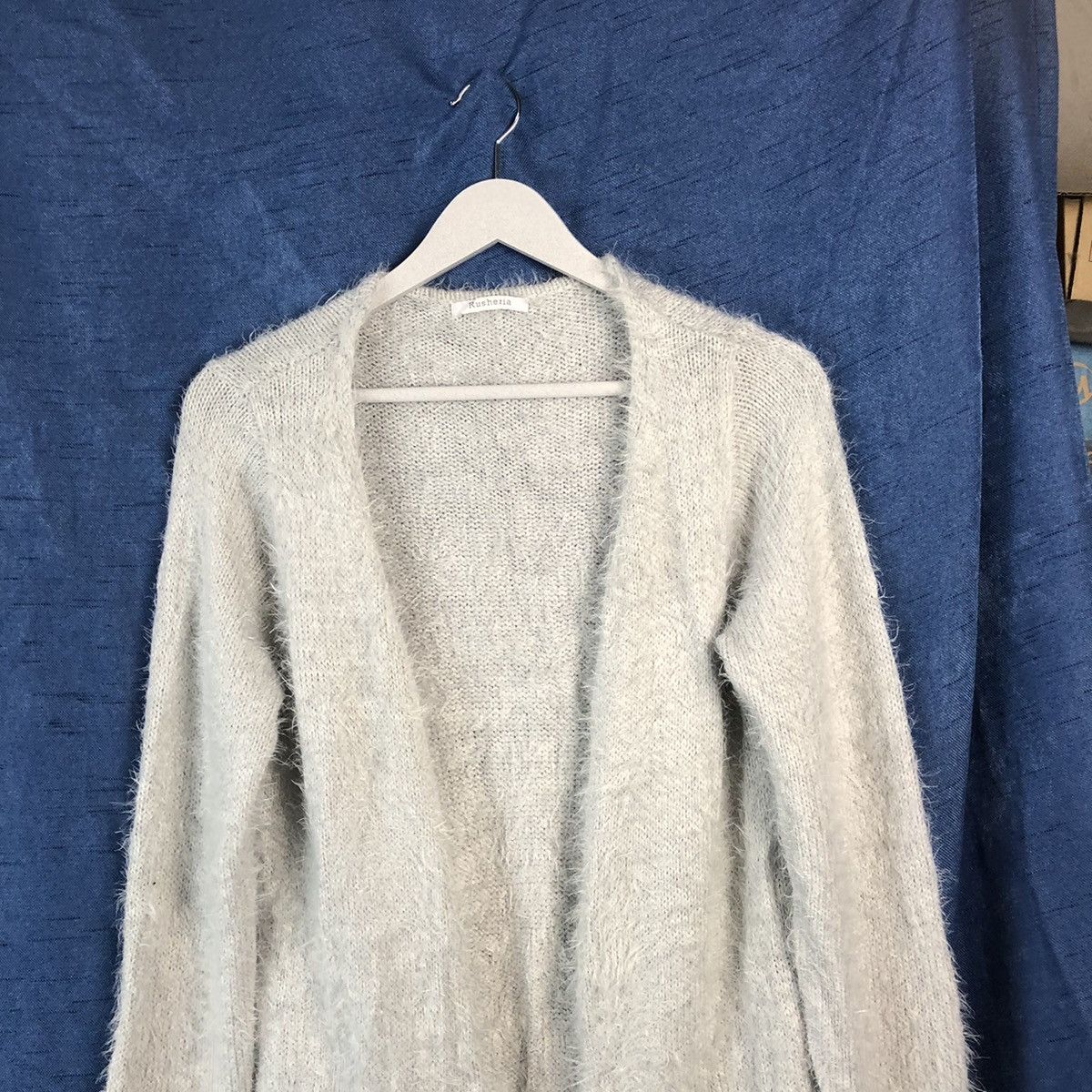 Aran Isles Knitwear × Homespun Knitwear × Japanese Brand Rusheria Grey Shag Shaggy Fur Mohair Cardigan #847 Size S / US 4 / IT 40 - 2 Thumbnail