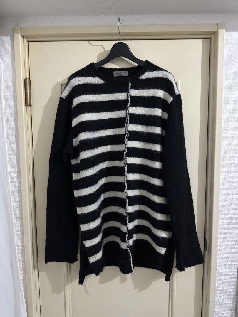 Yohji Yamamoto Yohji Yamamoto wool border alpaca blended knit hc-k01-984 Size US L / EU 52-54 / 3 - 1 Thumbnail