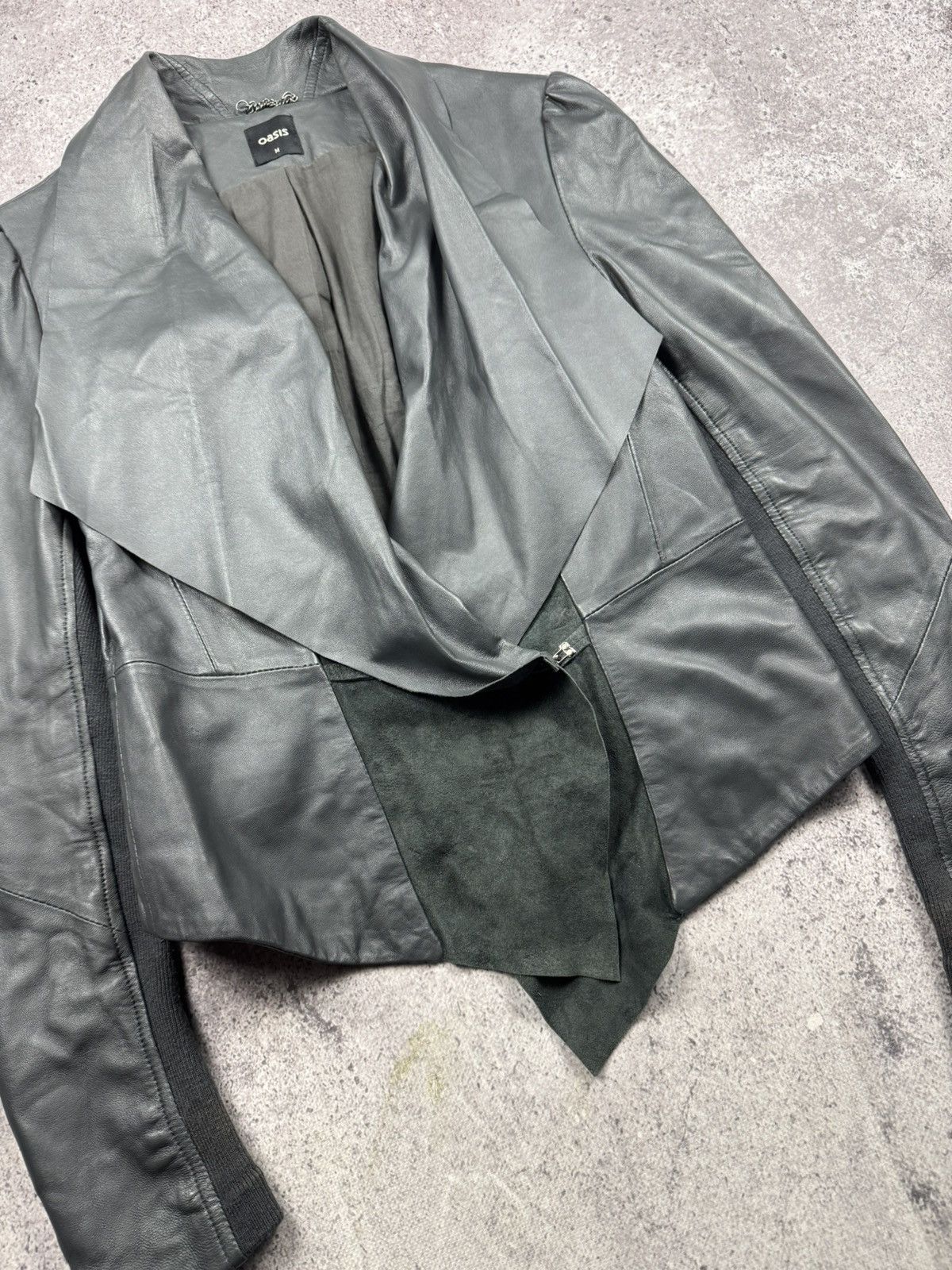 Japanese Brand 90’s Asymmetrical Rick Owen’s Style Leather Jacket Japanesse Size M / US 6-8 / IT 42-44 - 2 Thumbnail