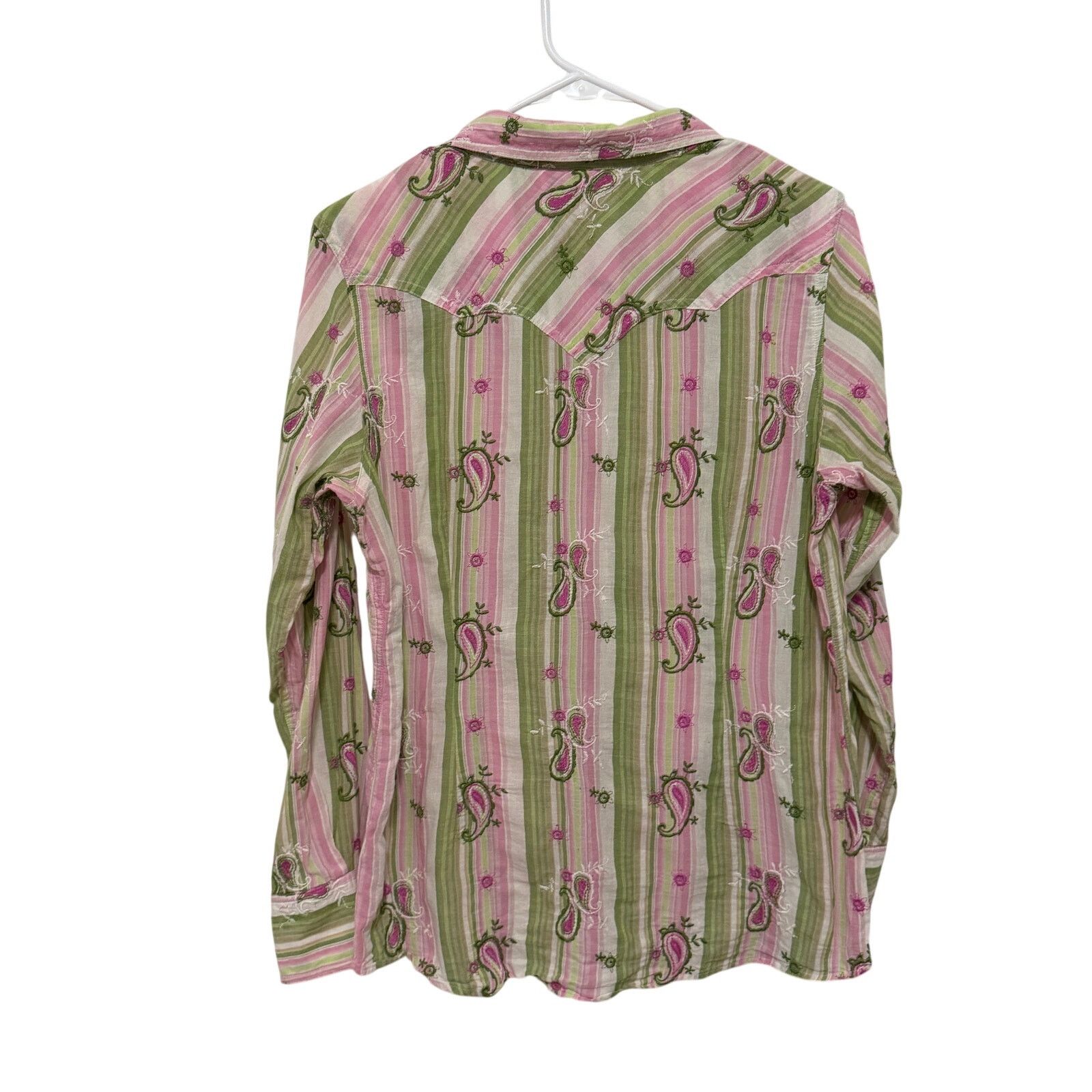 Ariat Ariat Pink Green Pearl Snap Long Sleeve Collar Paisley Shirt Size M / US 6-8 / IT 42-44 - 6 Thumbnail