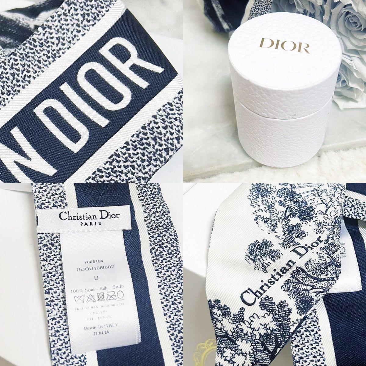 Dior Authentic Dior New Navy & Ivory Toile Mitzah Twilly / Scarf Size ONE SIZE - 11 Thumbnail