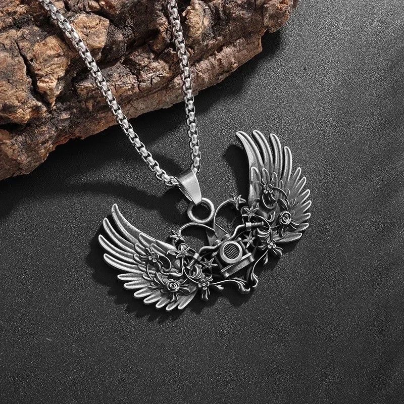 Vintage Retro Goth Rose Wing Necklace Size ONE SIZE - 2 Thumbnail