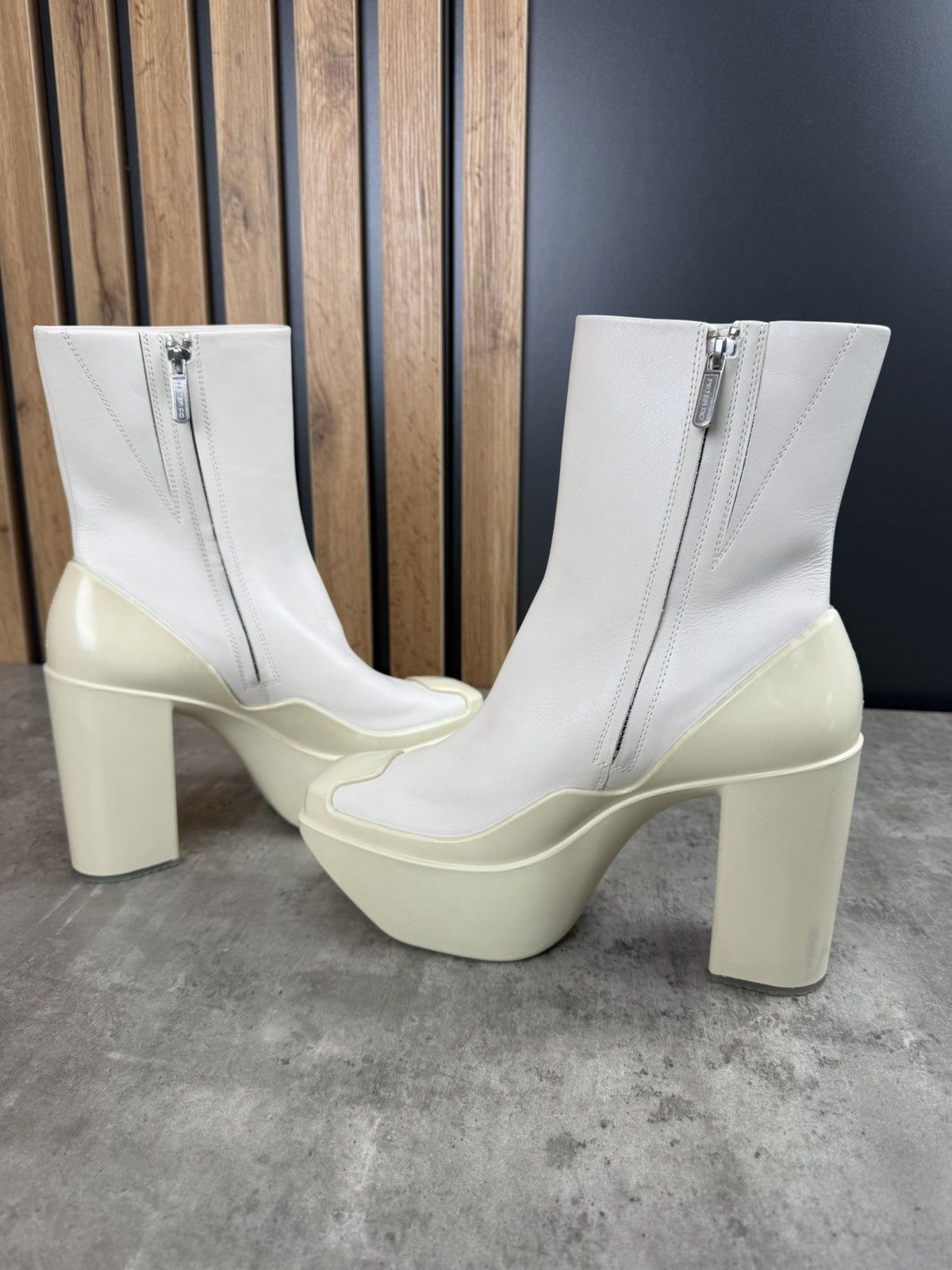 Peter Do at.kollektive x Peter Do Leather Platform Ankle Boots White Size US 10 / IT 40 - 8 Thumbnail