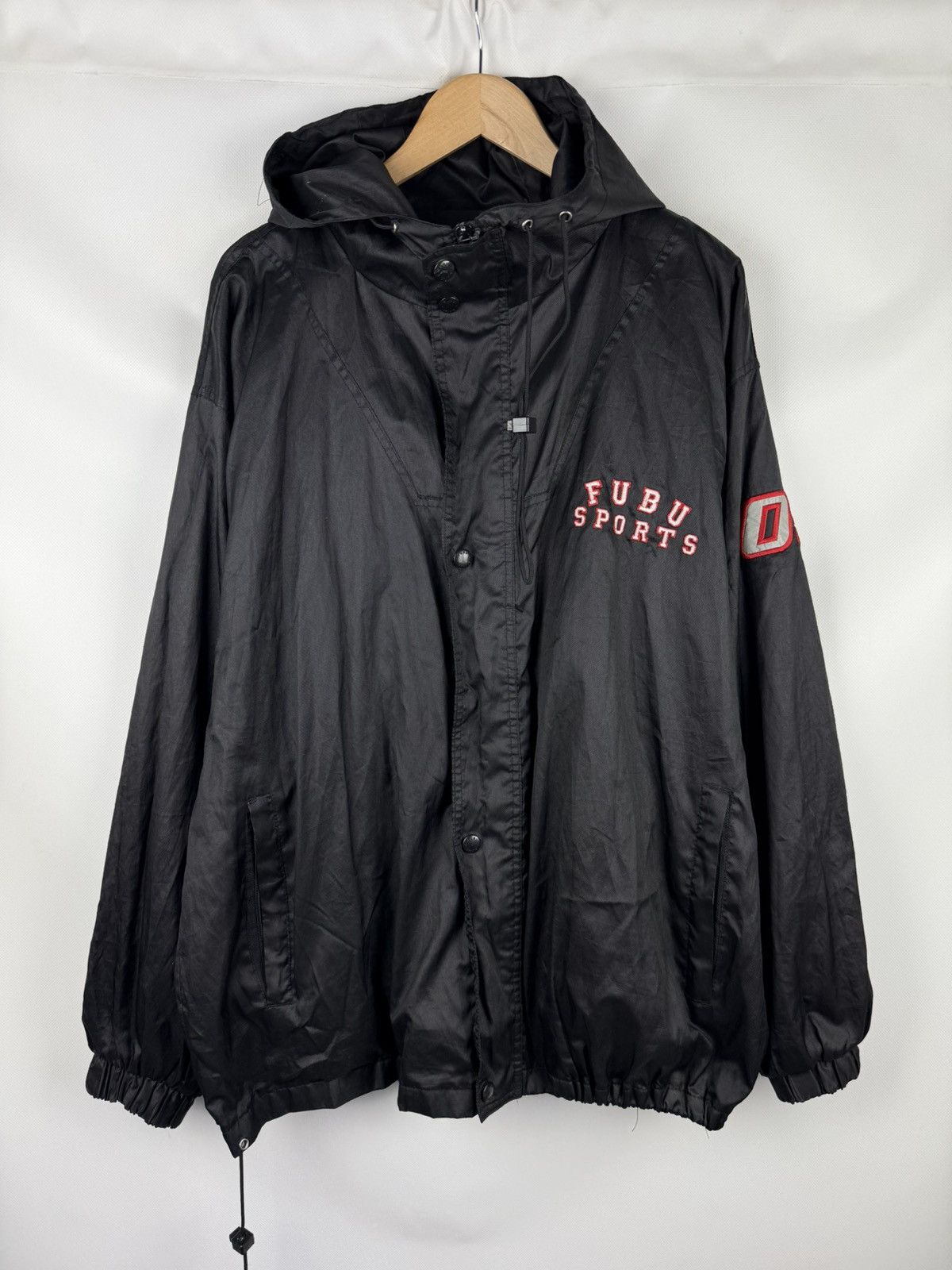 Fubu Sports Vintage Rap Big Logo Hooded Windbreaker Jacket