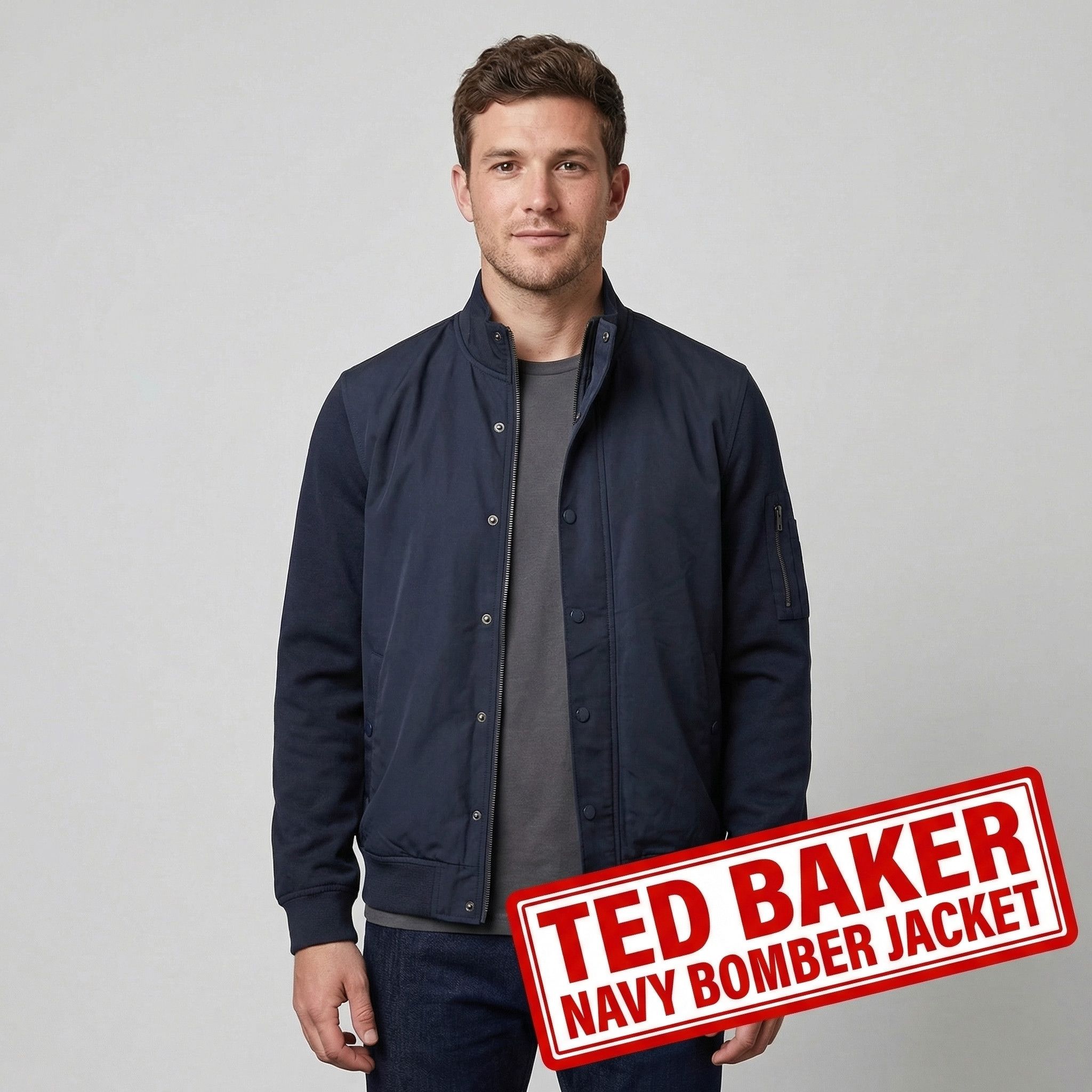 Ted Baker Ted Baker Men’s Lightweight Jacket M – Navy Bomber Style Size US M / EU 48-50 / 2 - 1 Thumbnail
