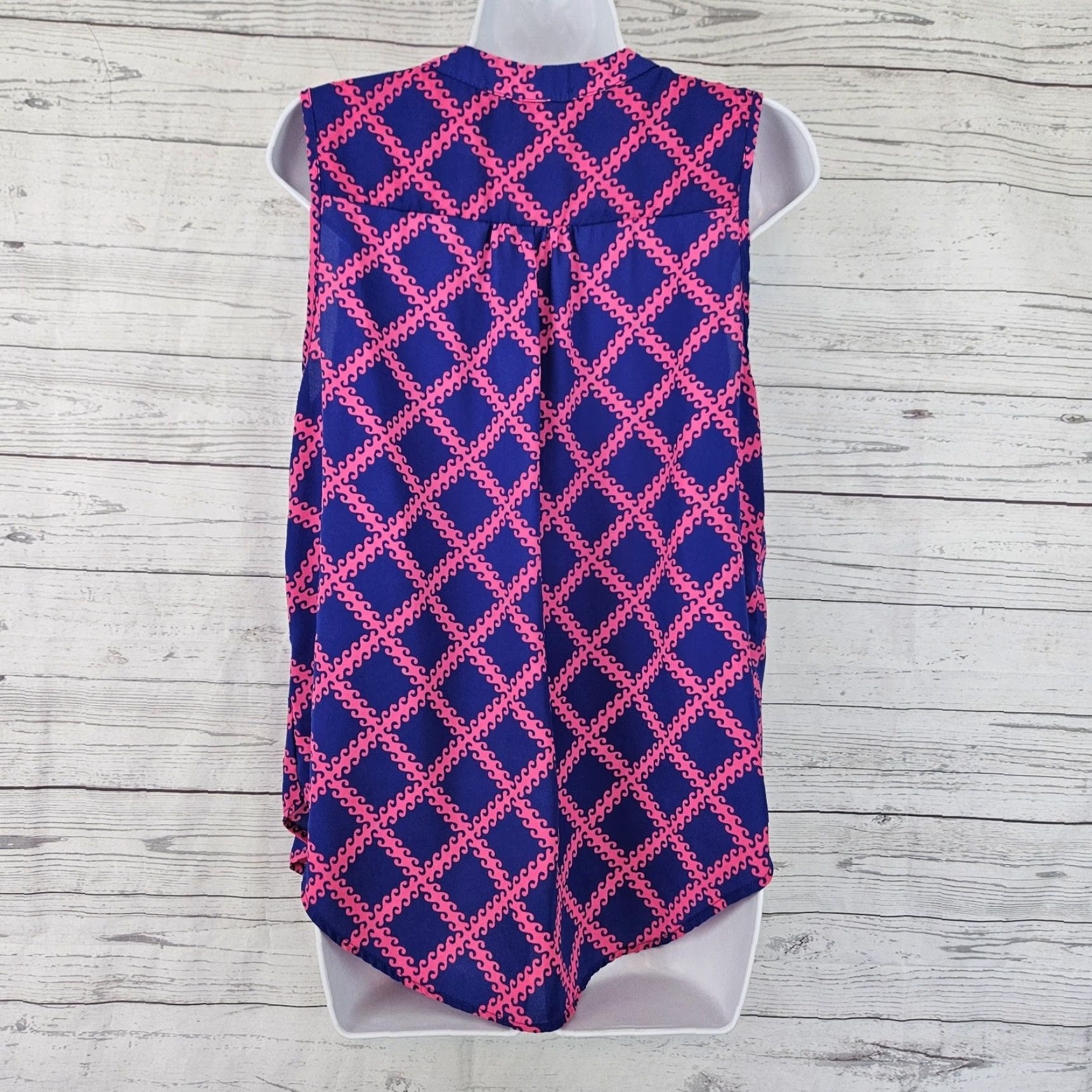 Vintage 41 Hawthorn Womens Top L Blue Pink V-Neck Sleeveless Blouse Size L / US 10 / IT 46 - 3 Thumbnail